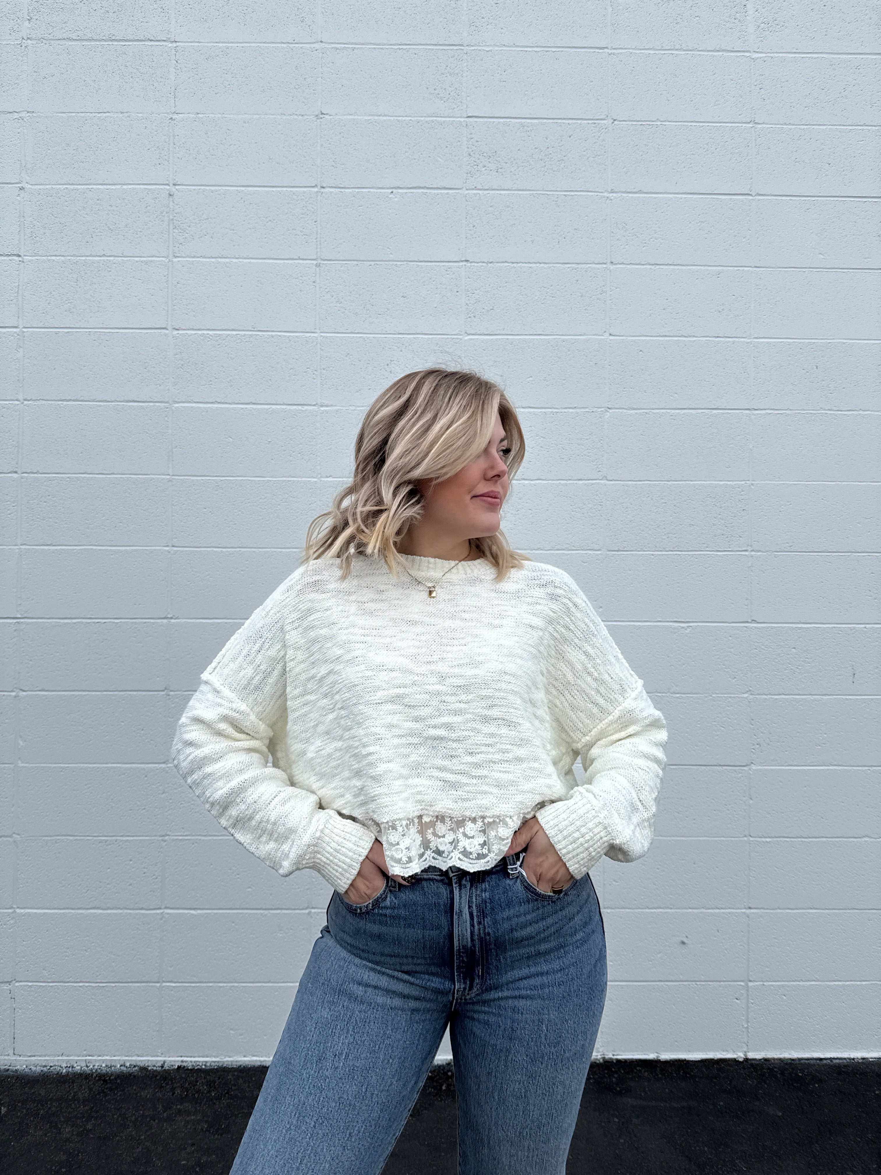 Dainty Lace Trimmed Sweater