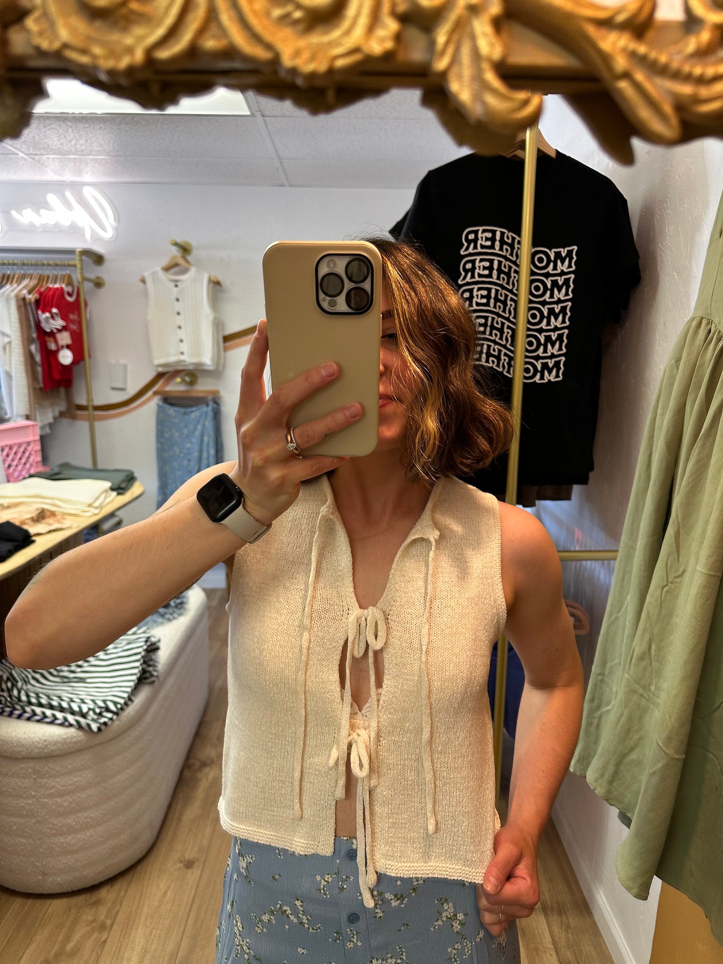 Front Tie Knit Sweater Vest (Multiple Colors)