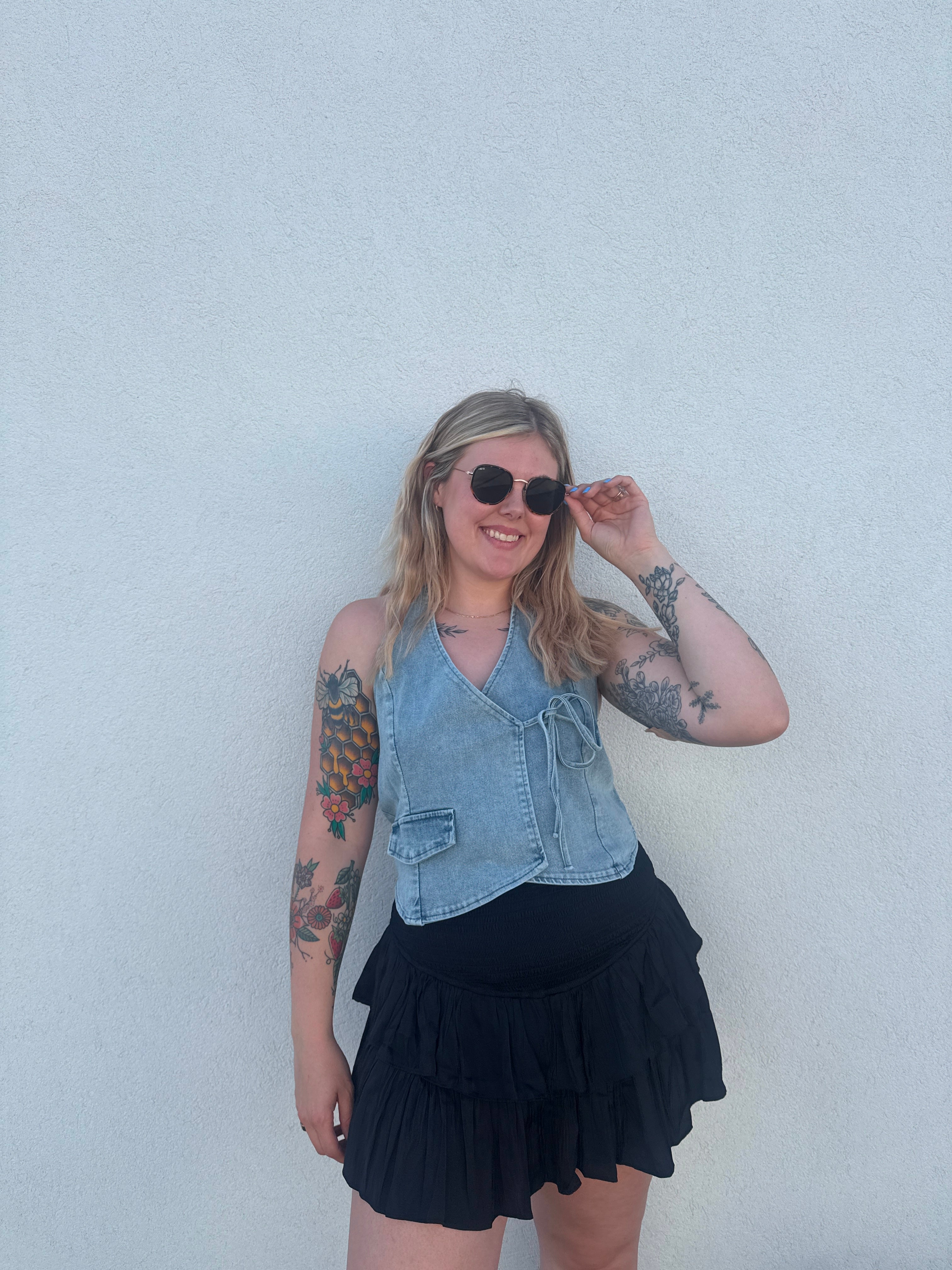 Contour Cascading Smocked Skort