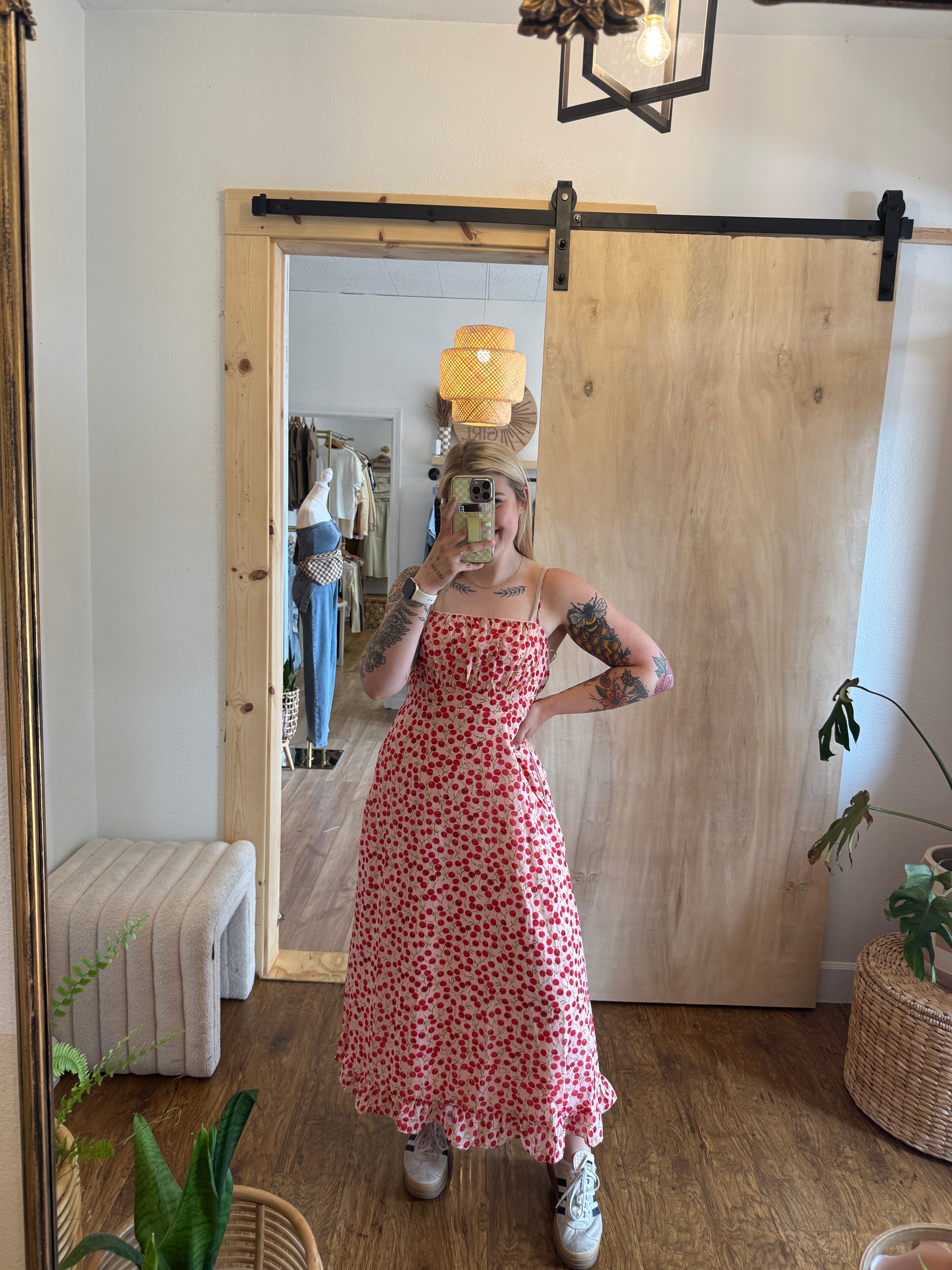 Spaghetti Strap Cherry Dress