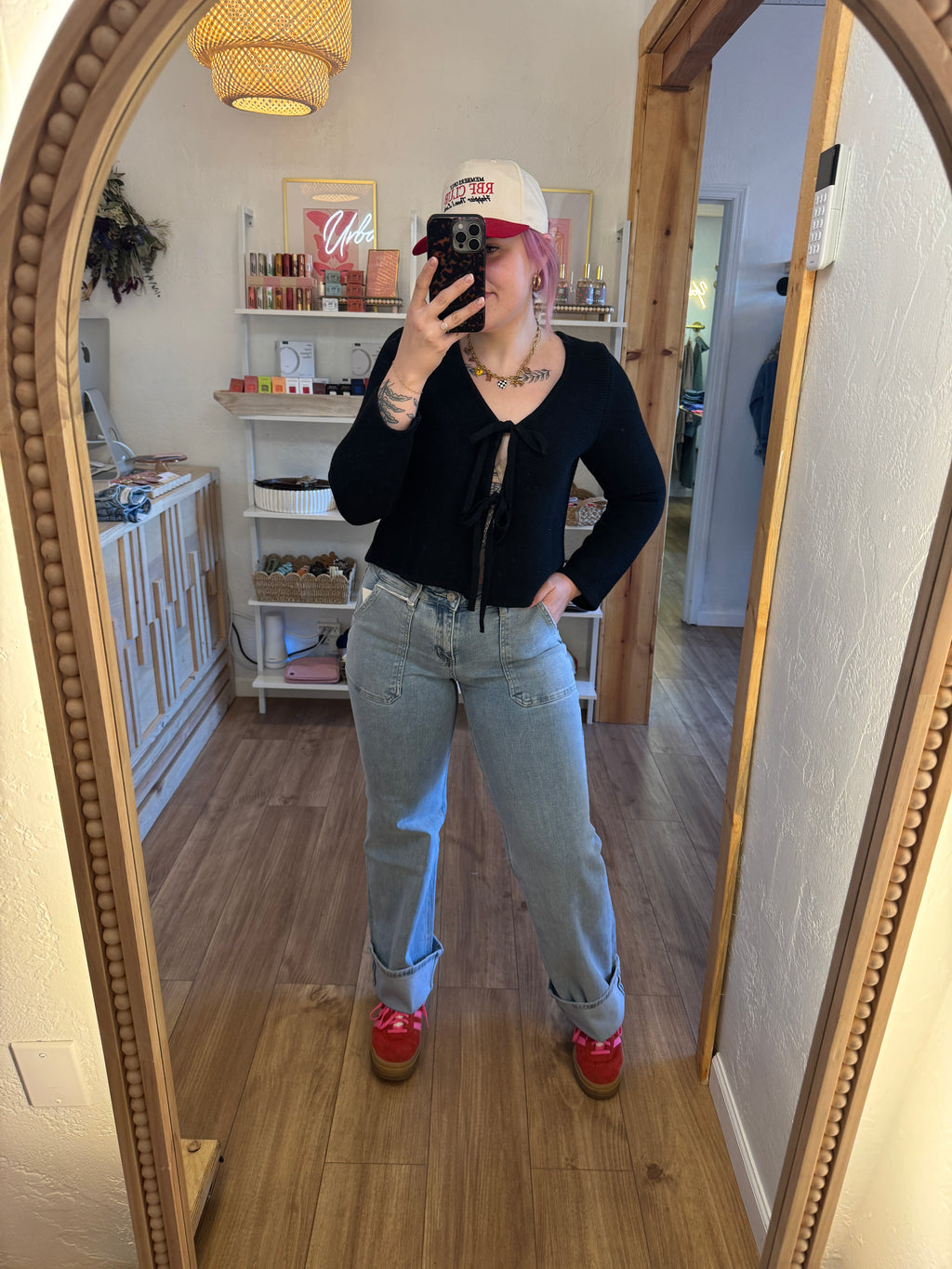 High Rise Cuffed Cargo Wide Jeans