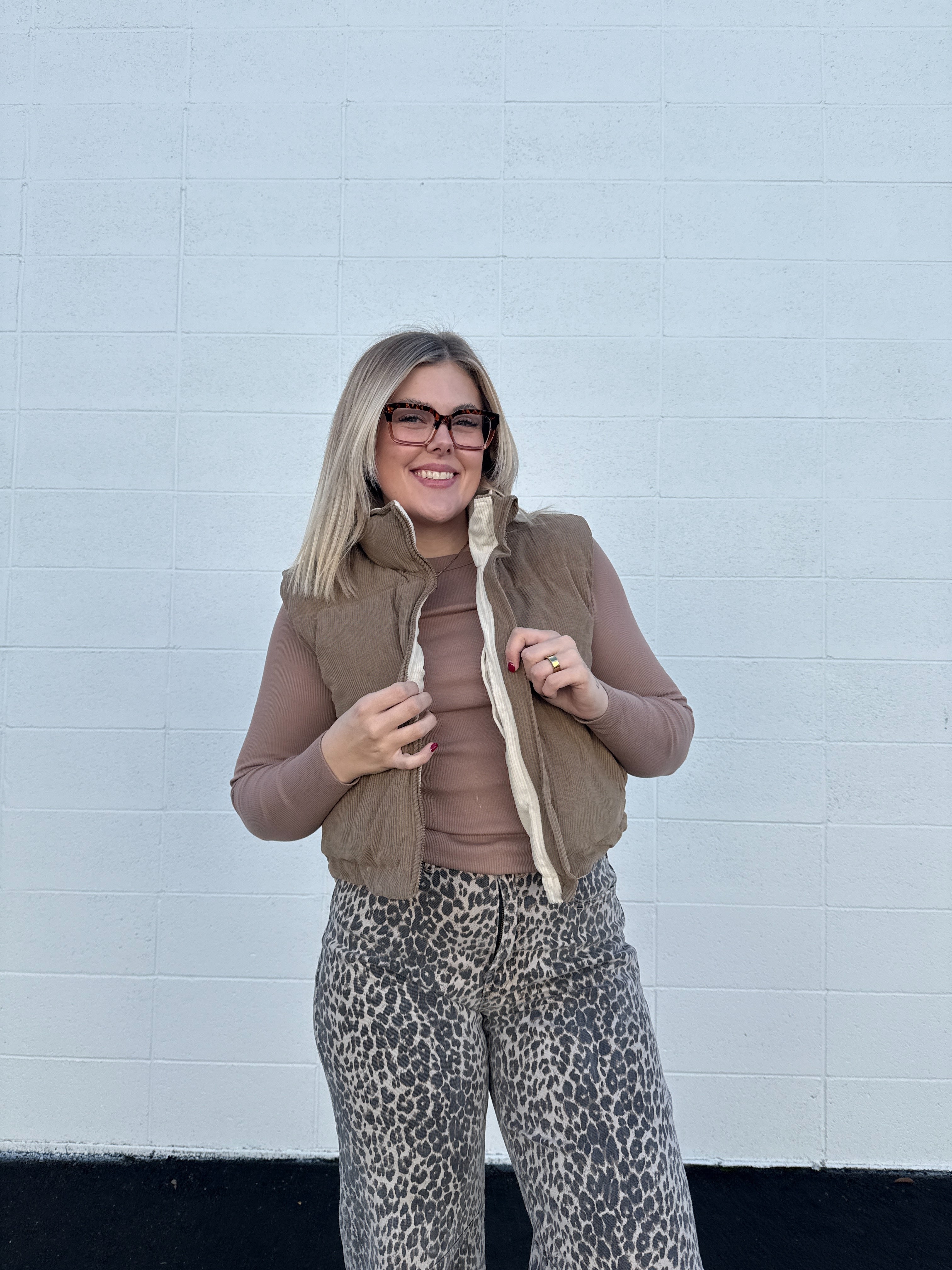 Cookie Butter Corduroy Puffer Vest