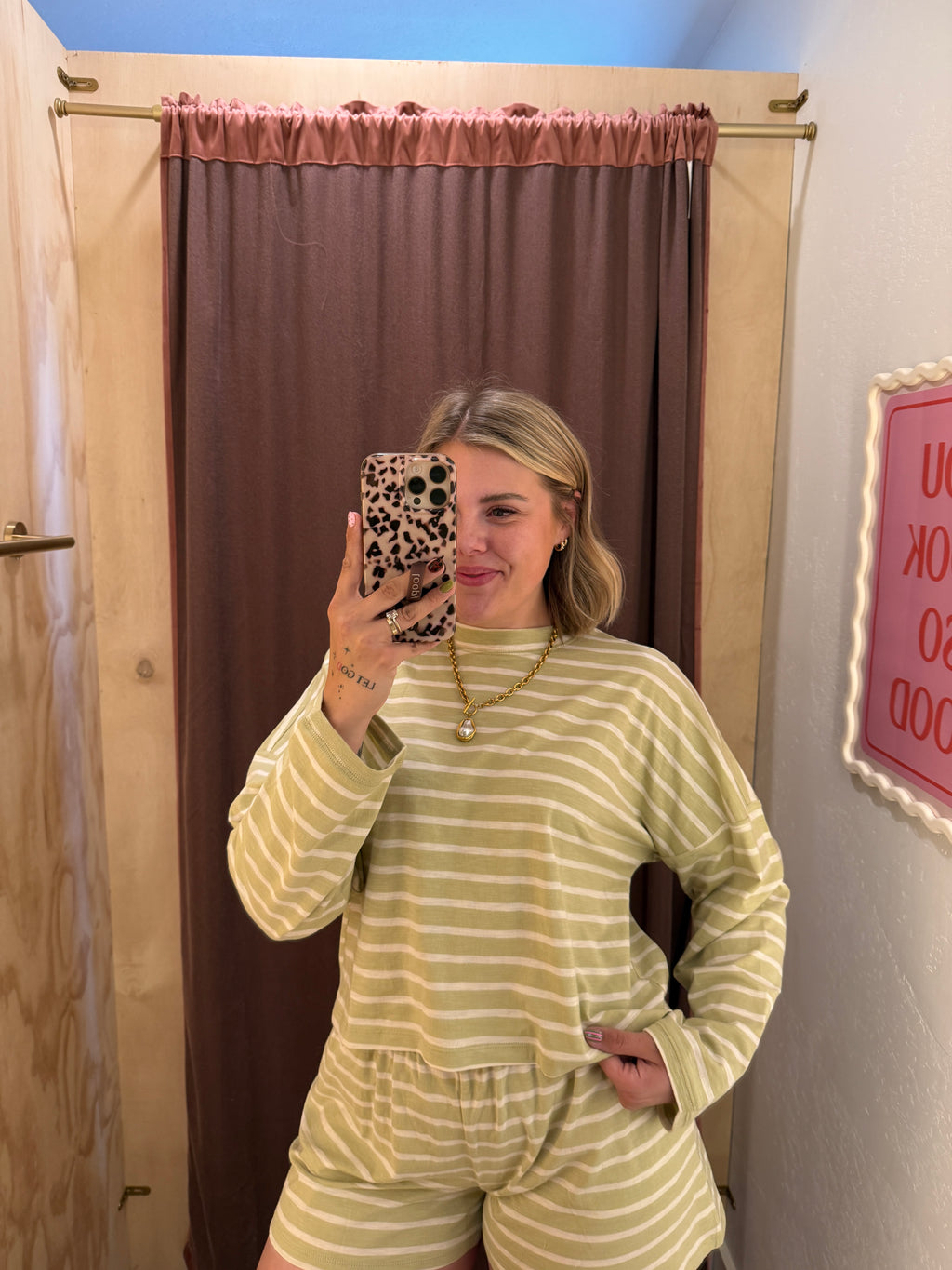 Matcha Mornings Striped Long Sleeve