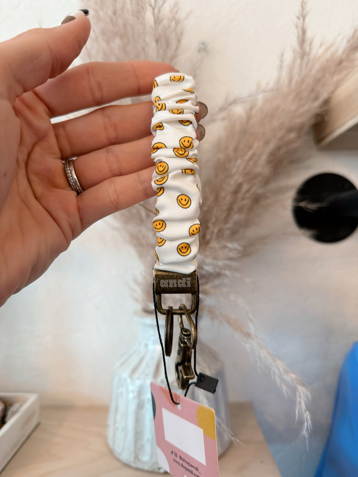 Smiley Scrunchie Keychain