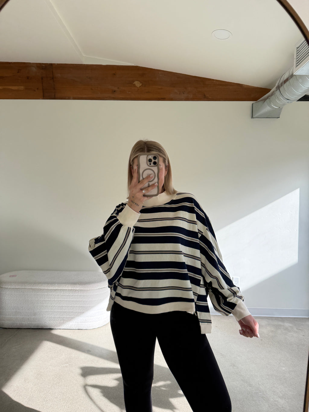 Striped Oversized Mockneck Top