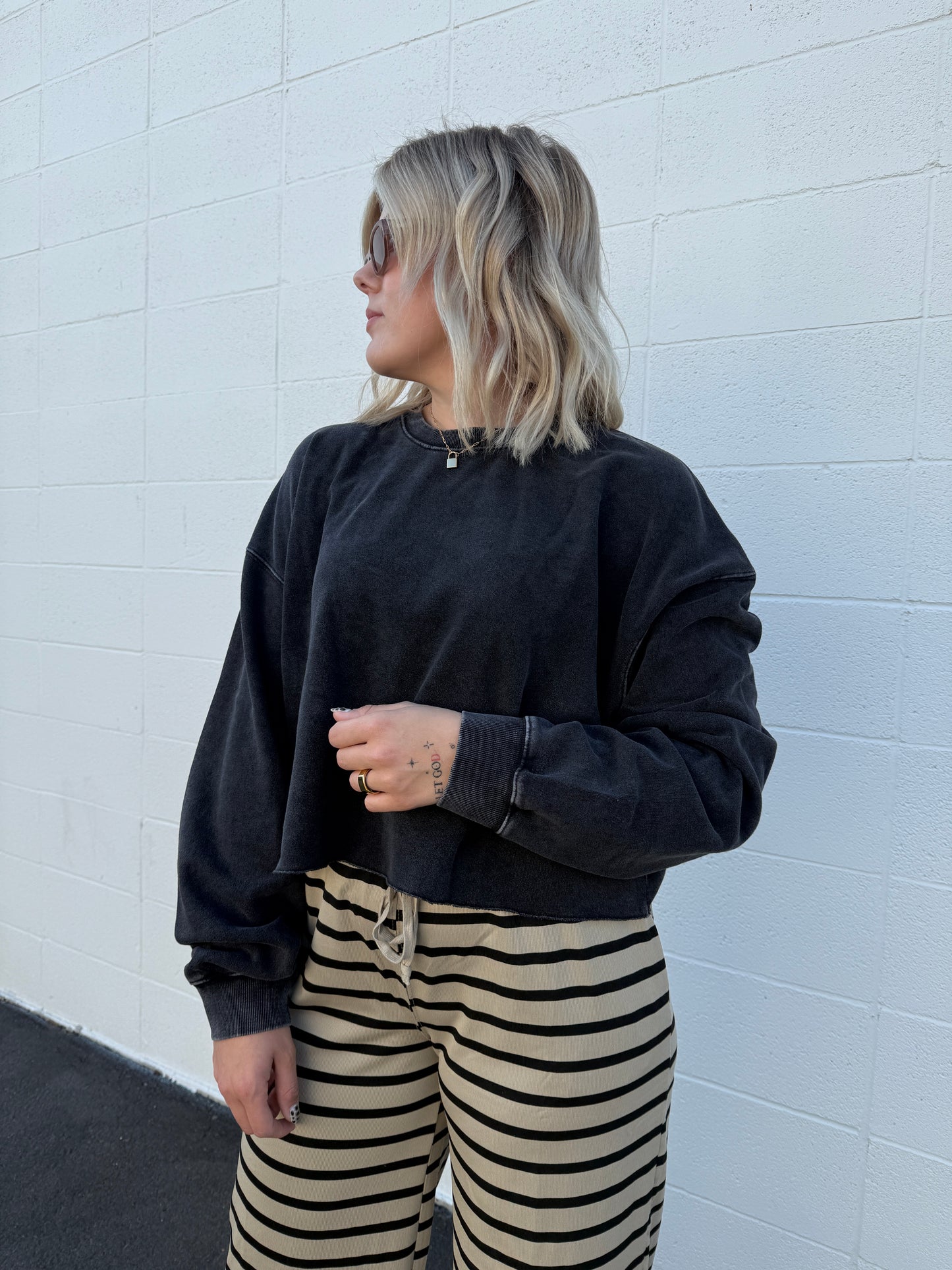 Washed Cropped Sweatshirt (multiple colors)
