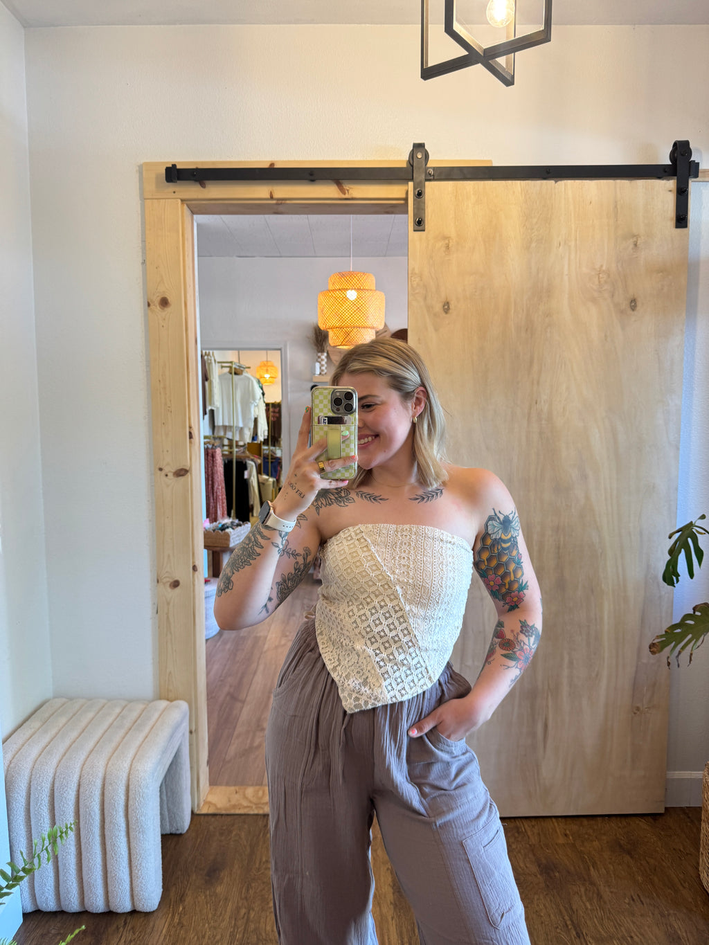 Lace Bandana Strapless Top