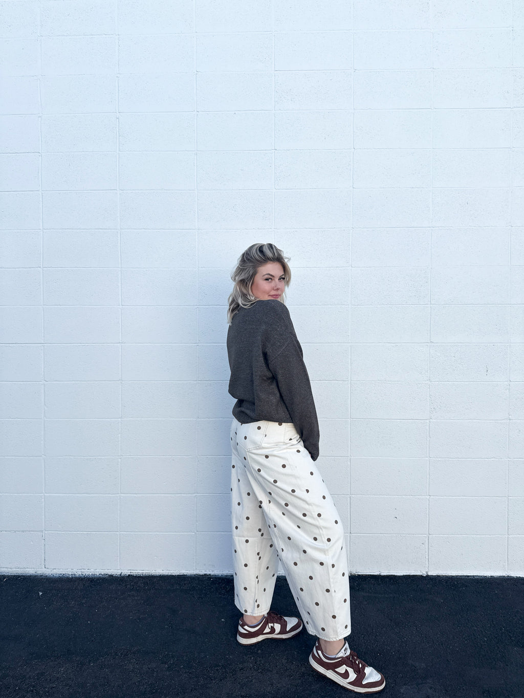 Mocha Dot Barrel Pants