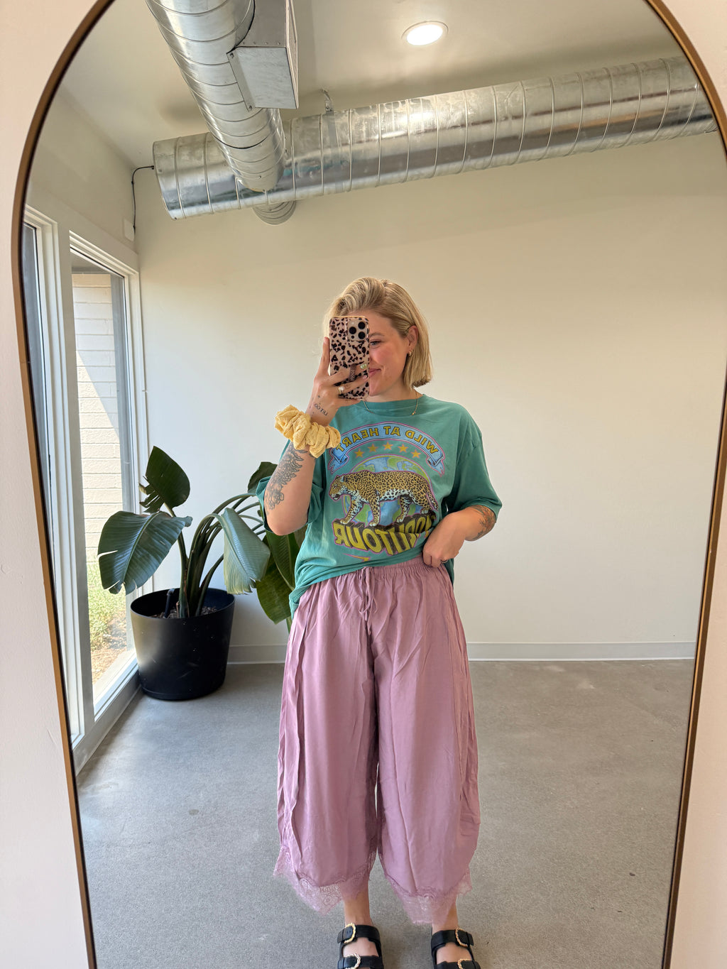 Crinkled Wide Leg Pants