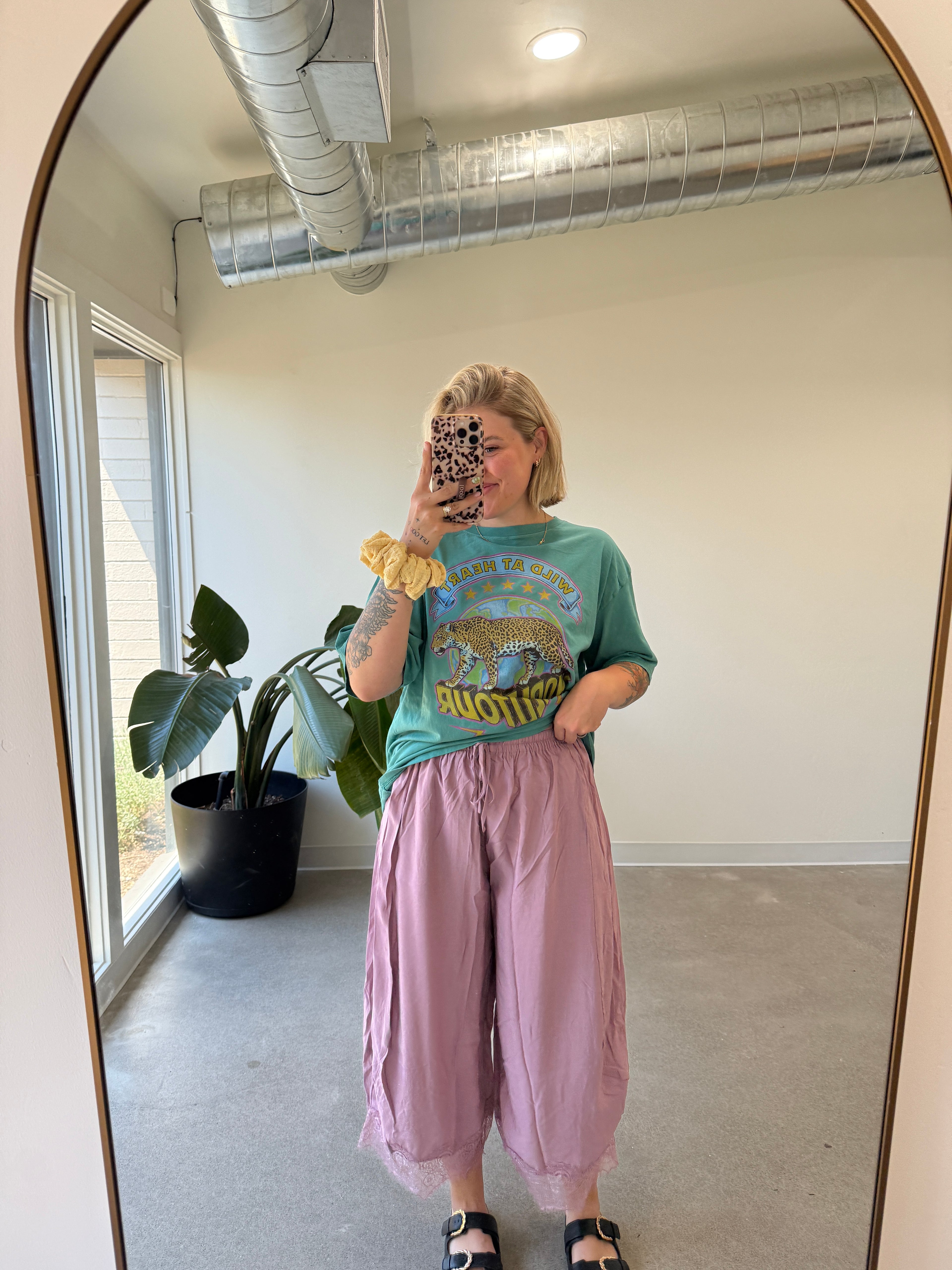 Crinkled Wide Leg Pants