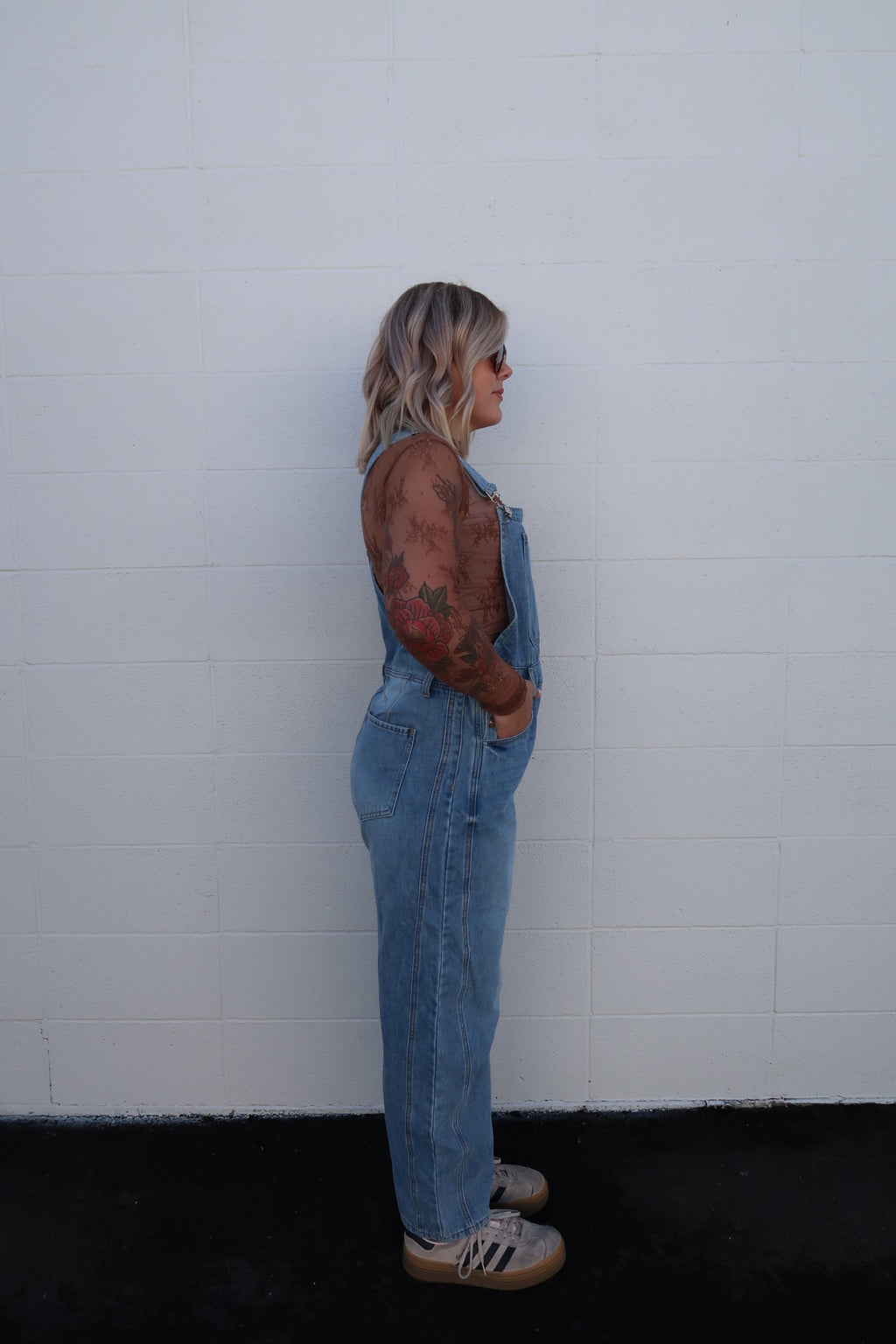 Light Wash Barrel Overalls