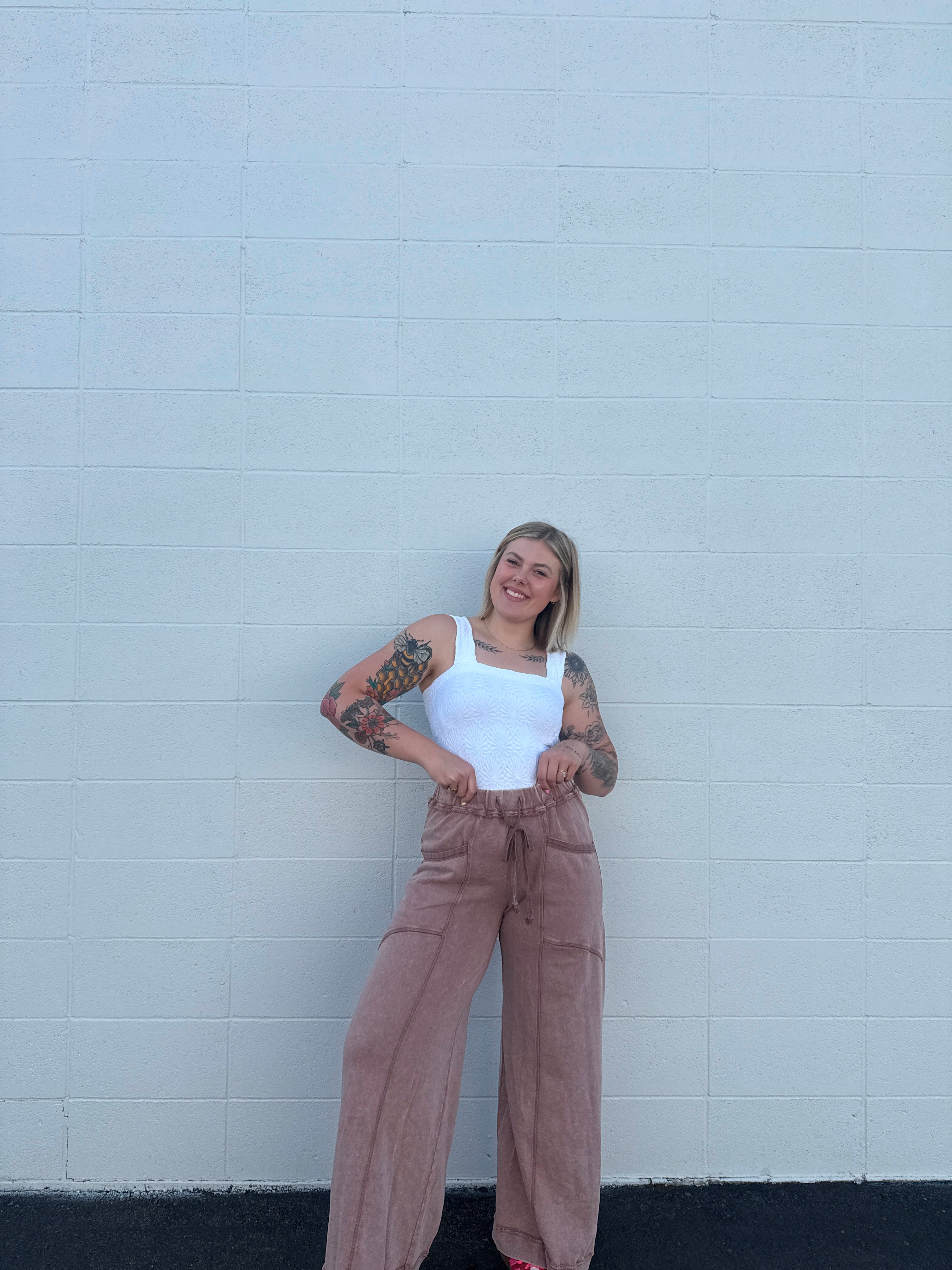 Mineral Wash Curved Seam Pants