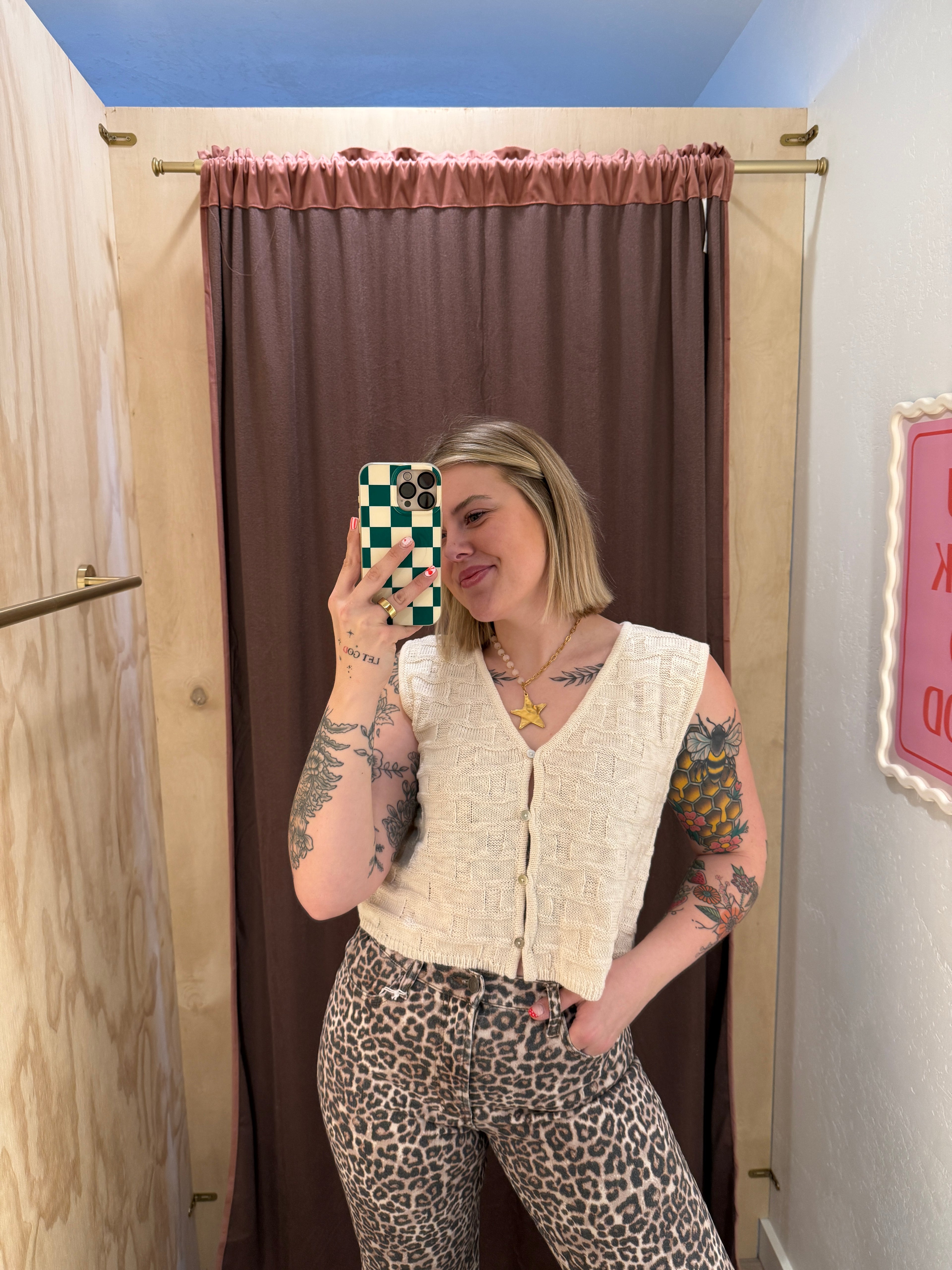 Soft Grid Sweater Vest