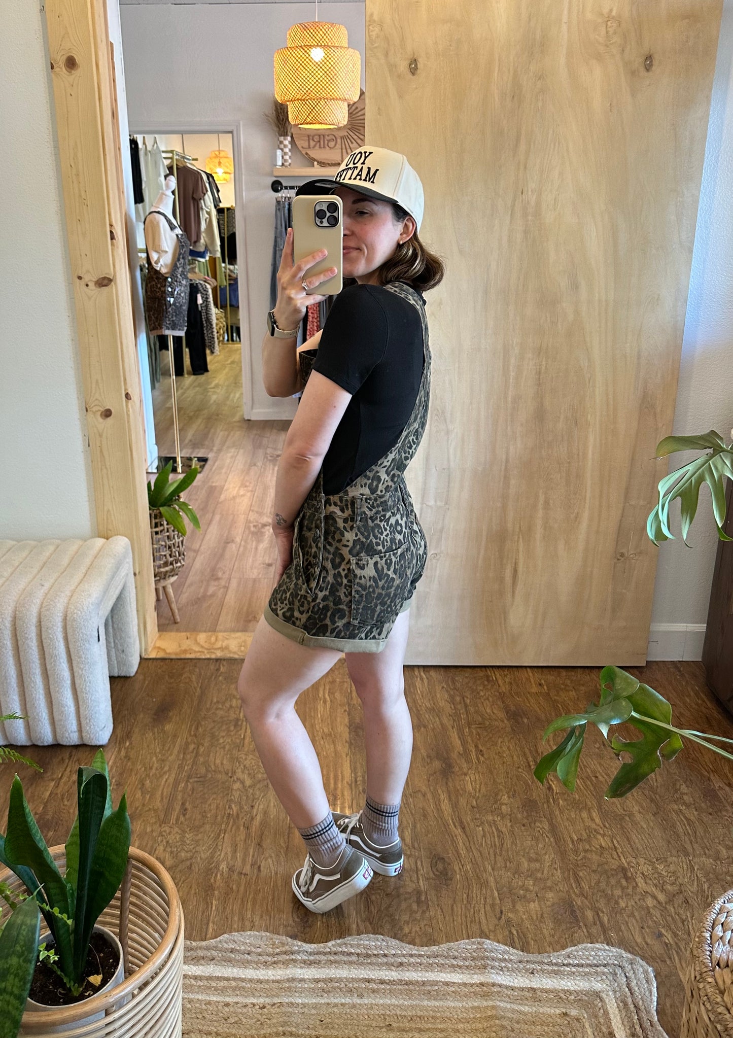 A Little Bit Leopard Overall Shorts