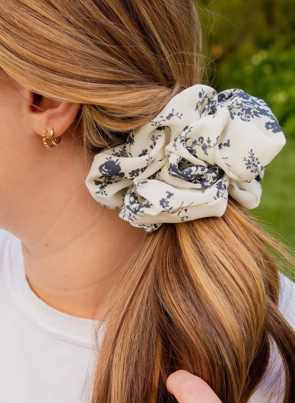 Botanical Blue Jumbo Scrunchie
