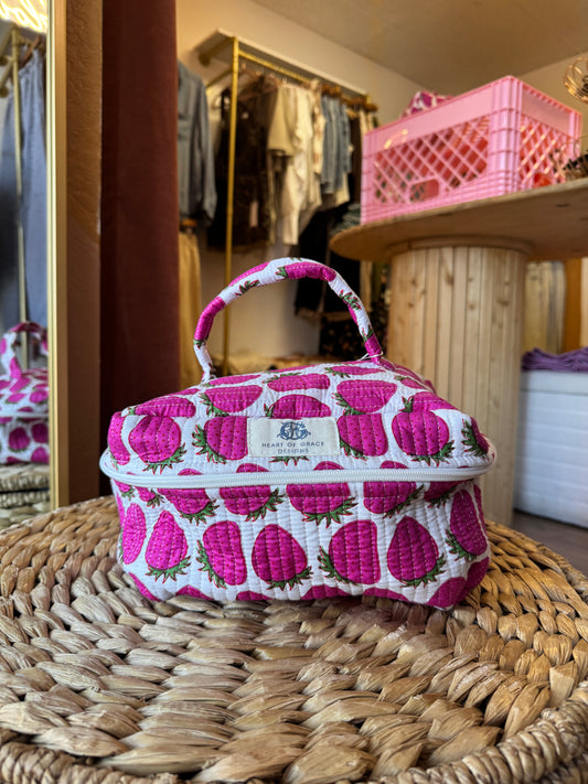 Strawberry Fields Quilted Handled Bag