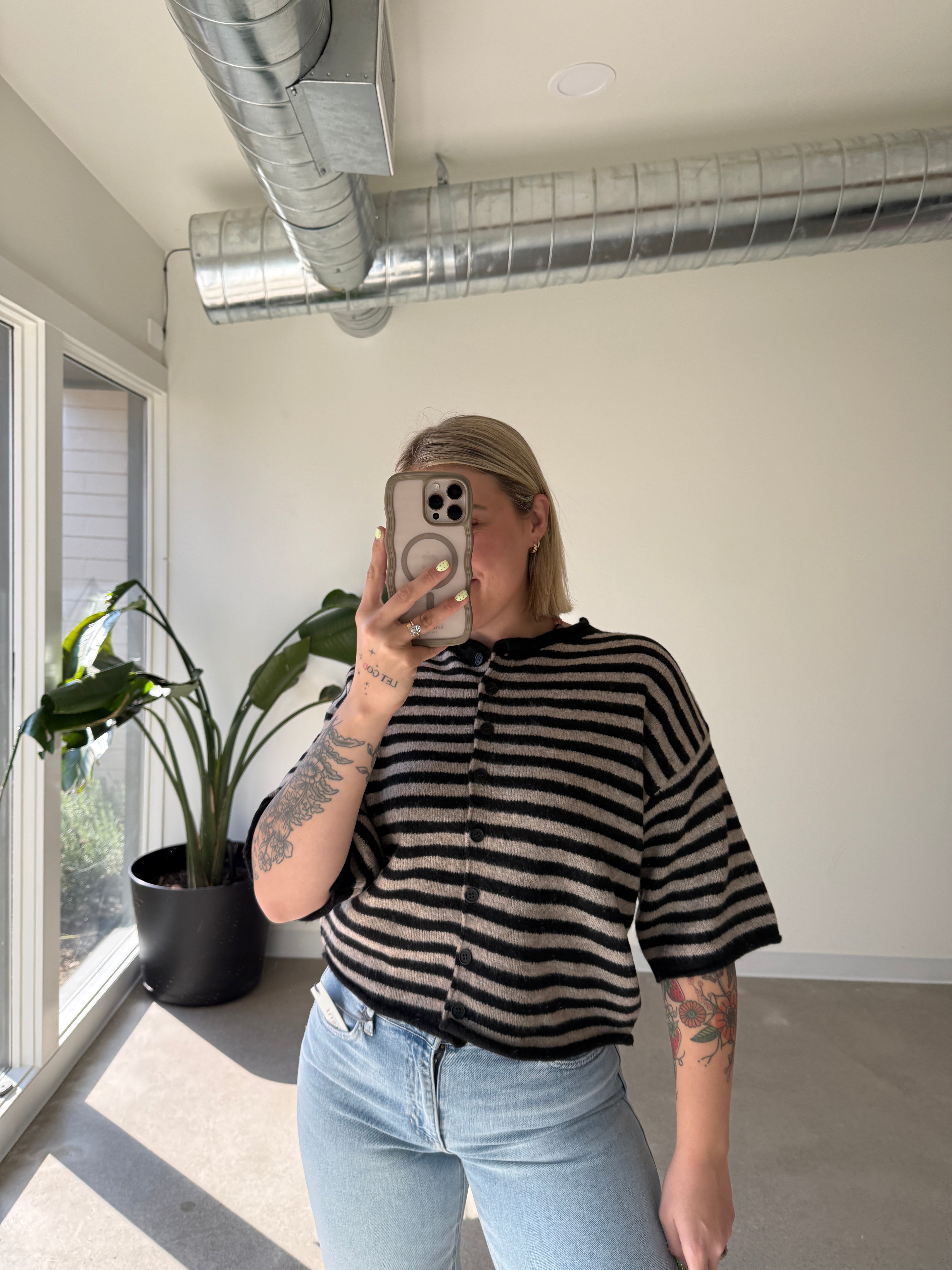 Kinsey Striped Half Sleeve Cardigan
