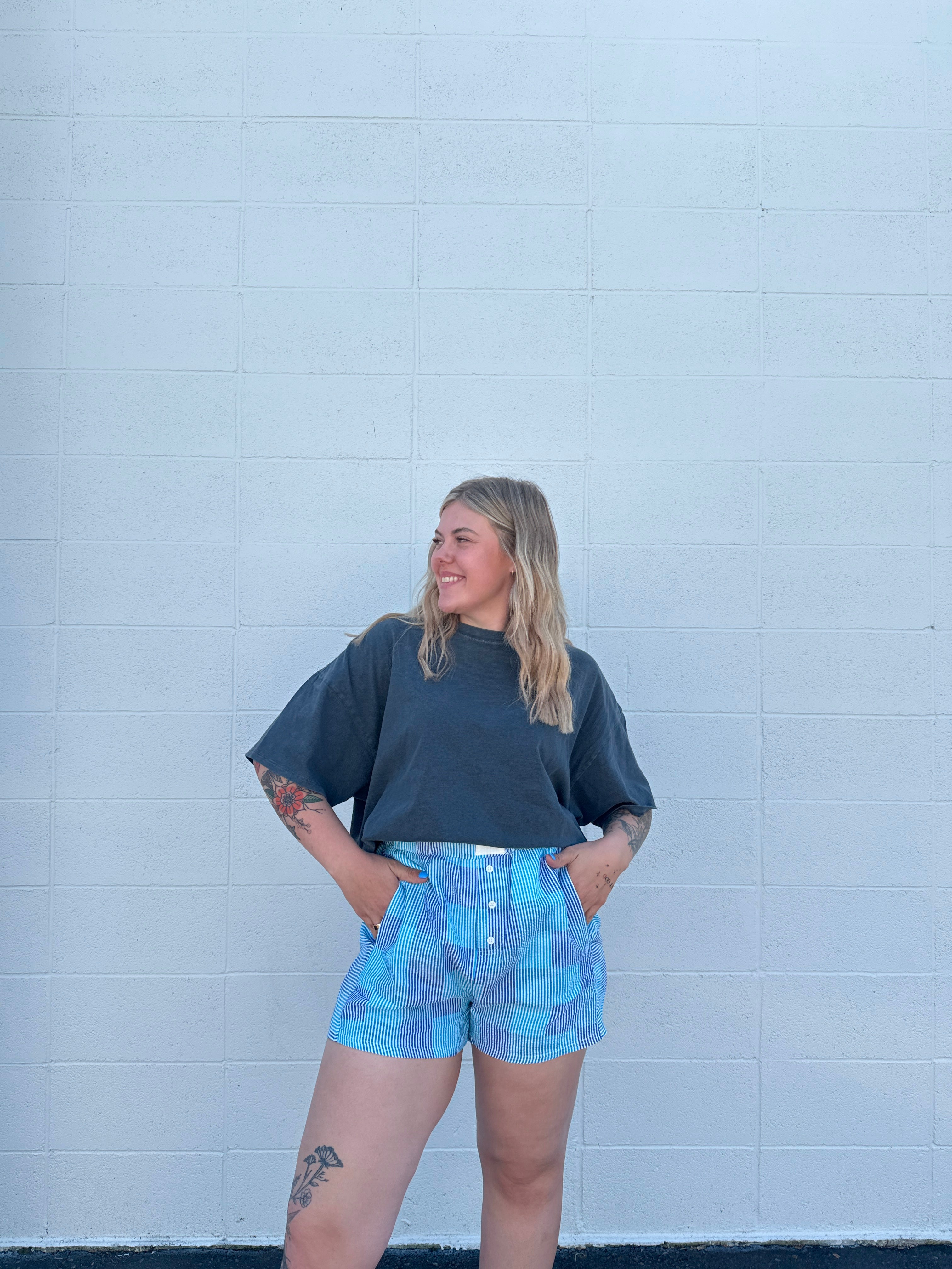 Blue Mix Checkered Boxer Shorts
