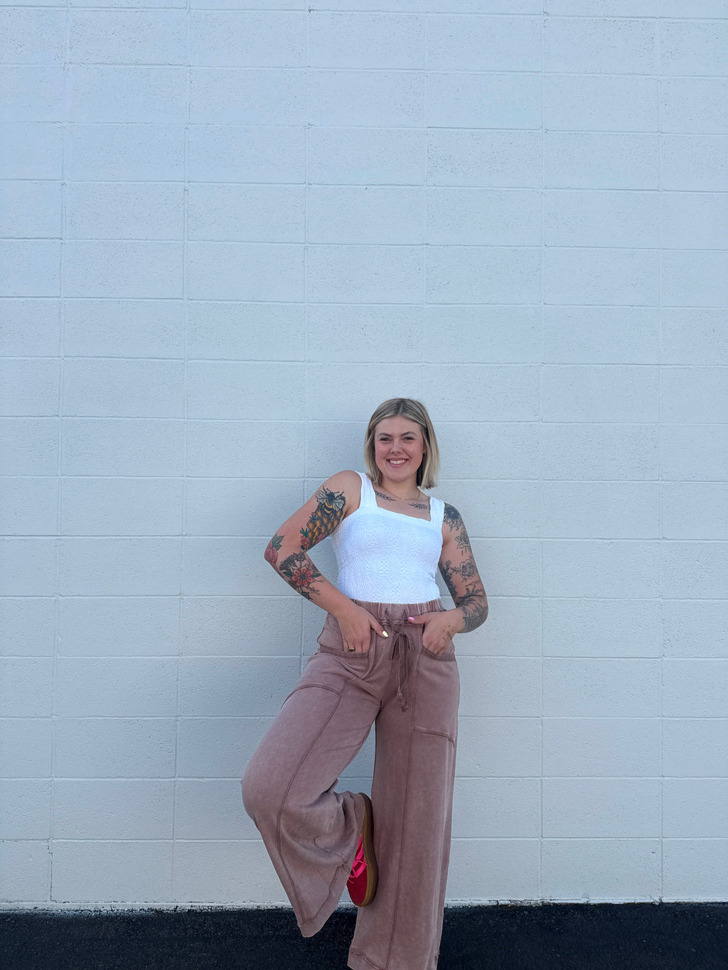 Mineral Wash Curved Seam Pants