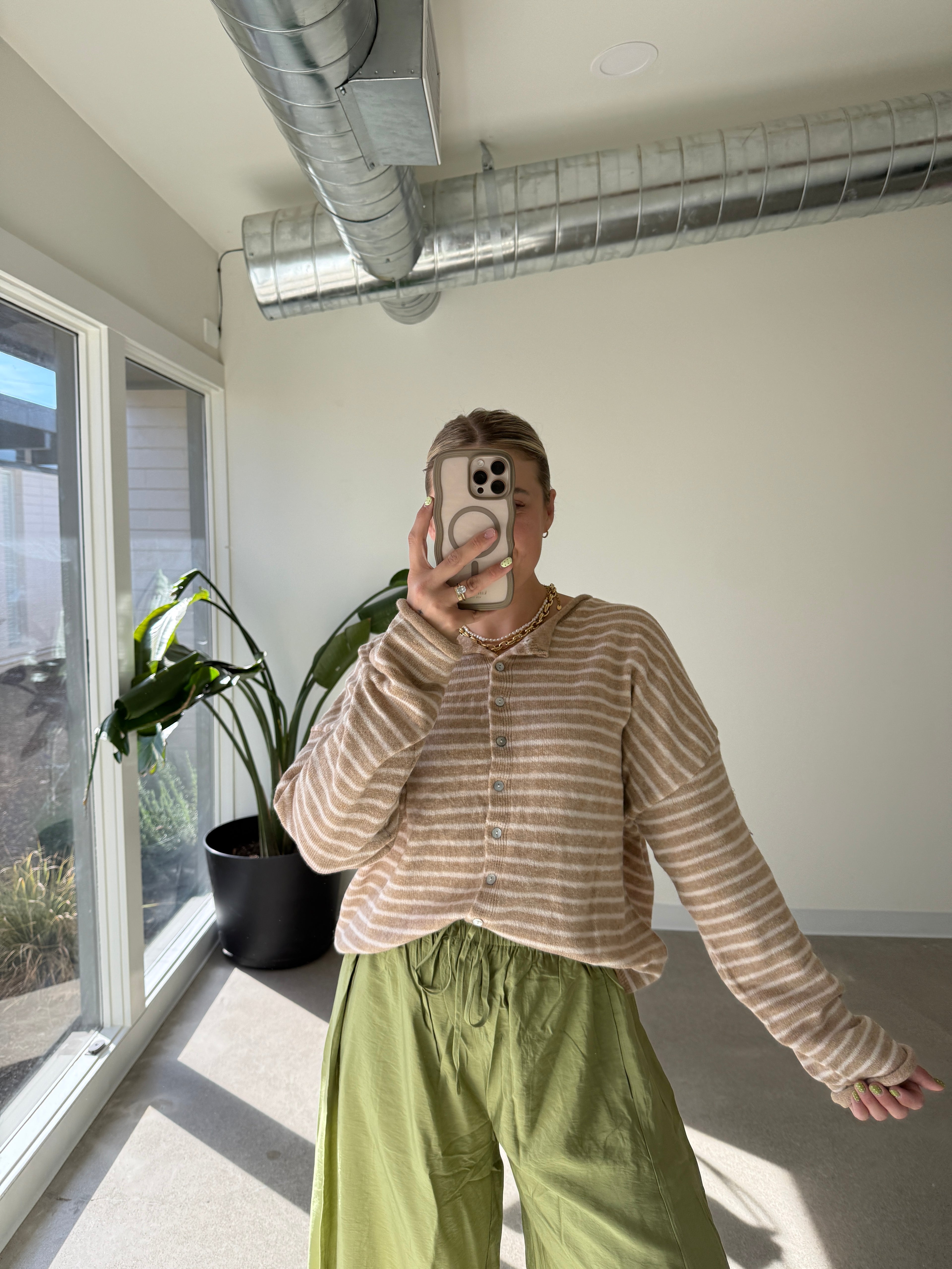 Chilly Mornings Striped Button Down Sweater (Multiple Colors)