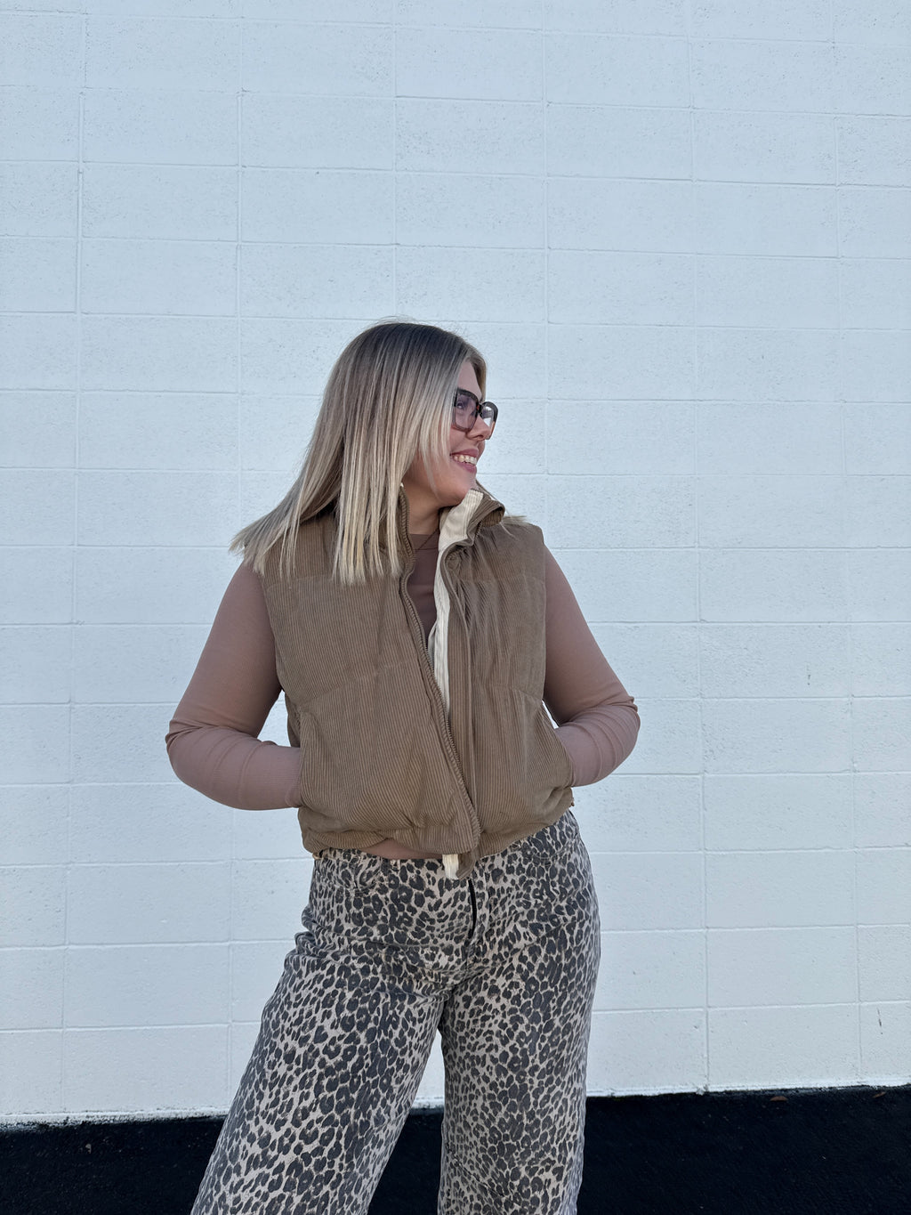 Cookie Butter Corduroy Puffer Vest