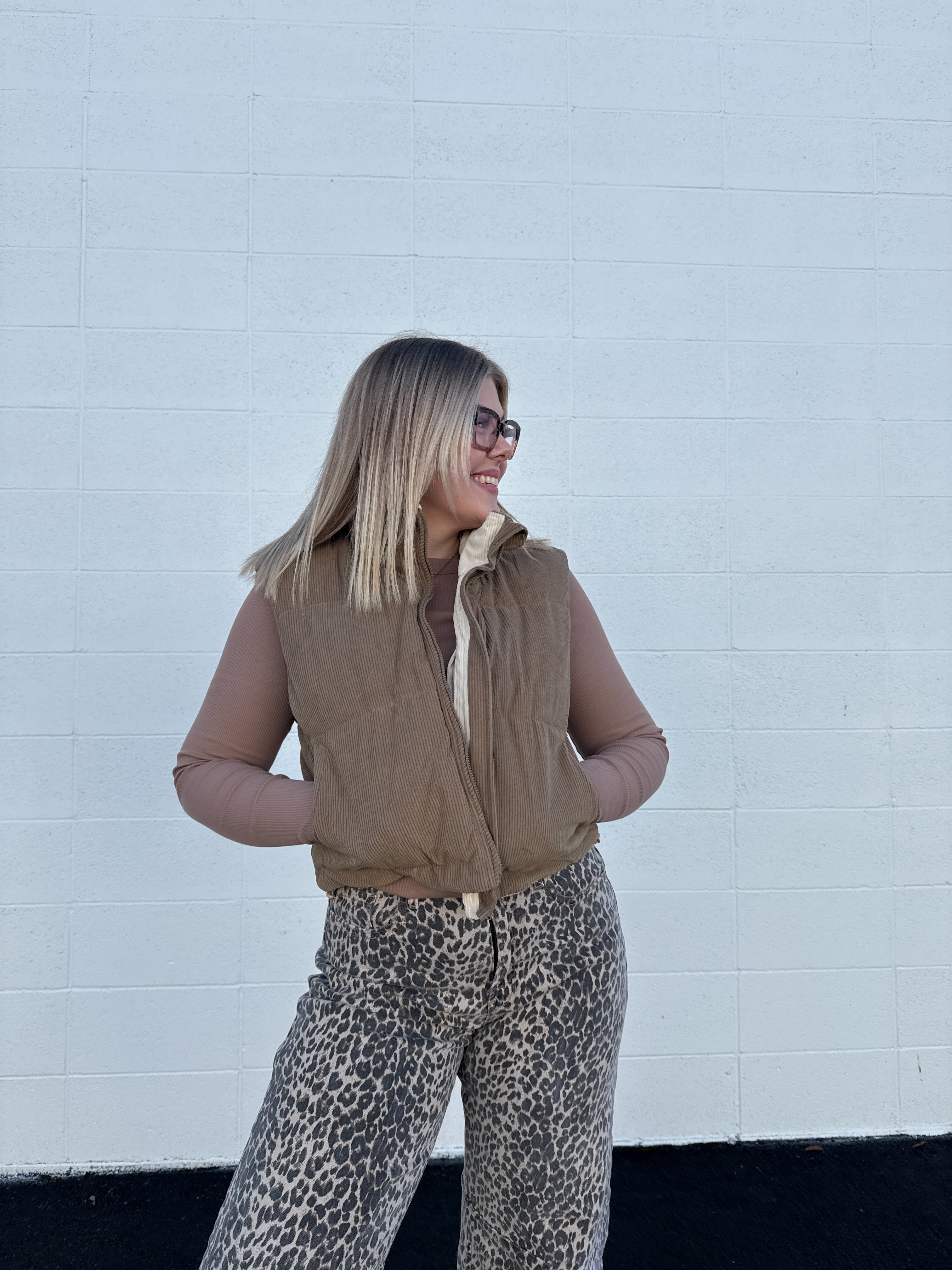 Cookie Butter Corduroy Puffer Vest