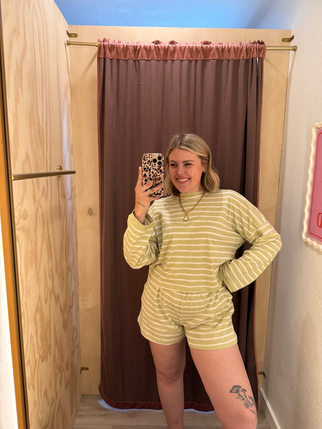Matcha Mornings Striped Shorts