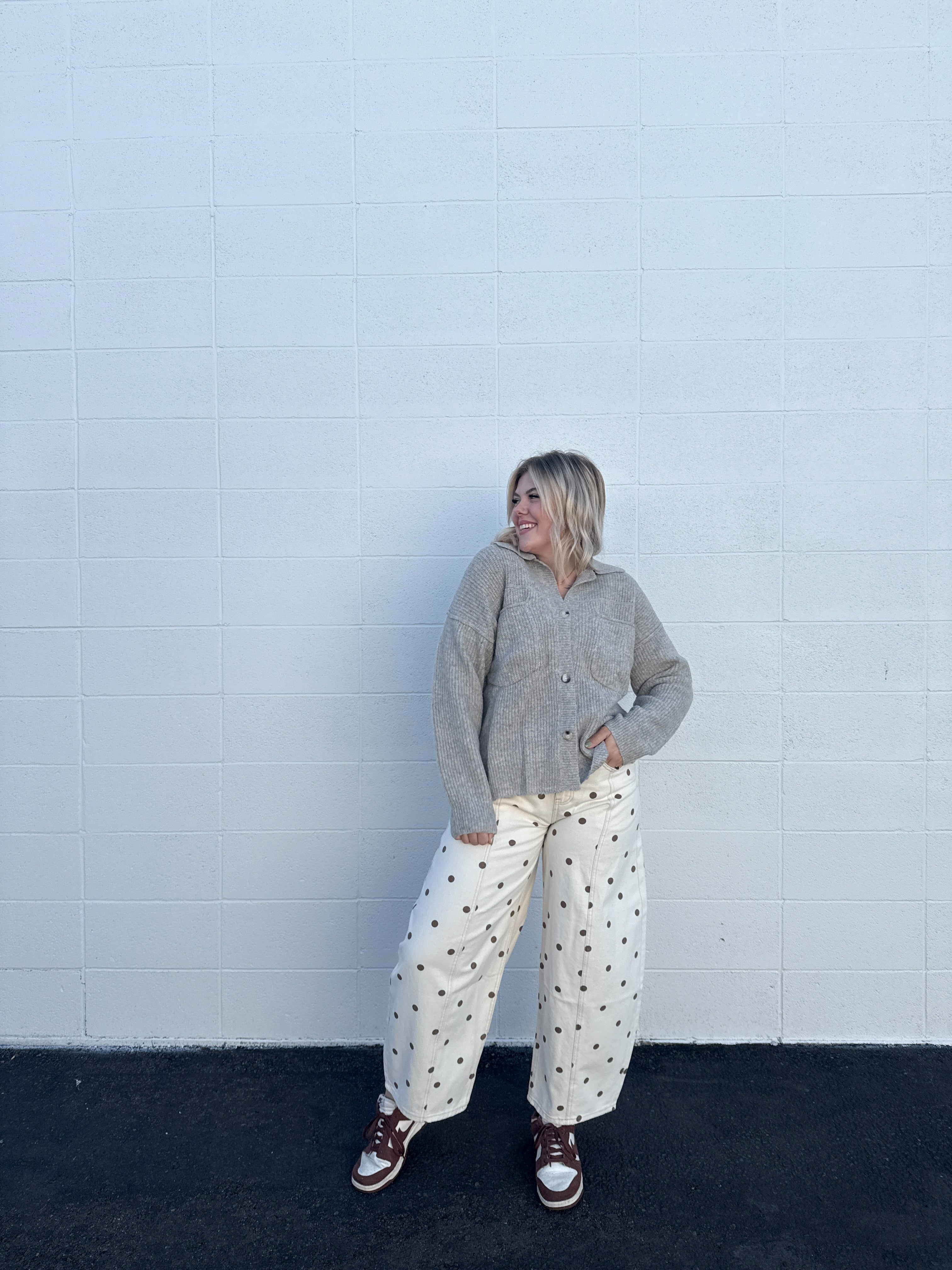 Mocha Dot Barrel Pants