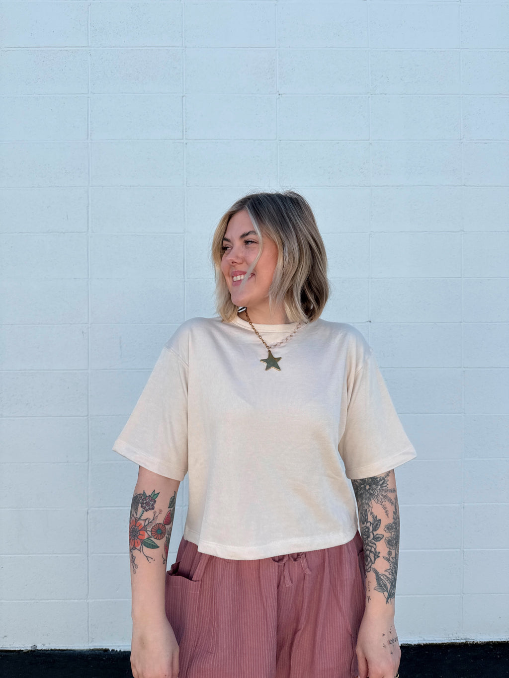 Creamy Core Crop Tee