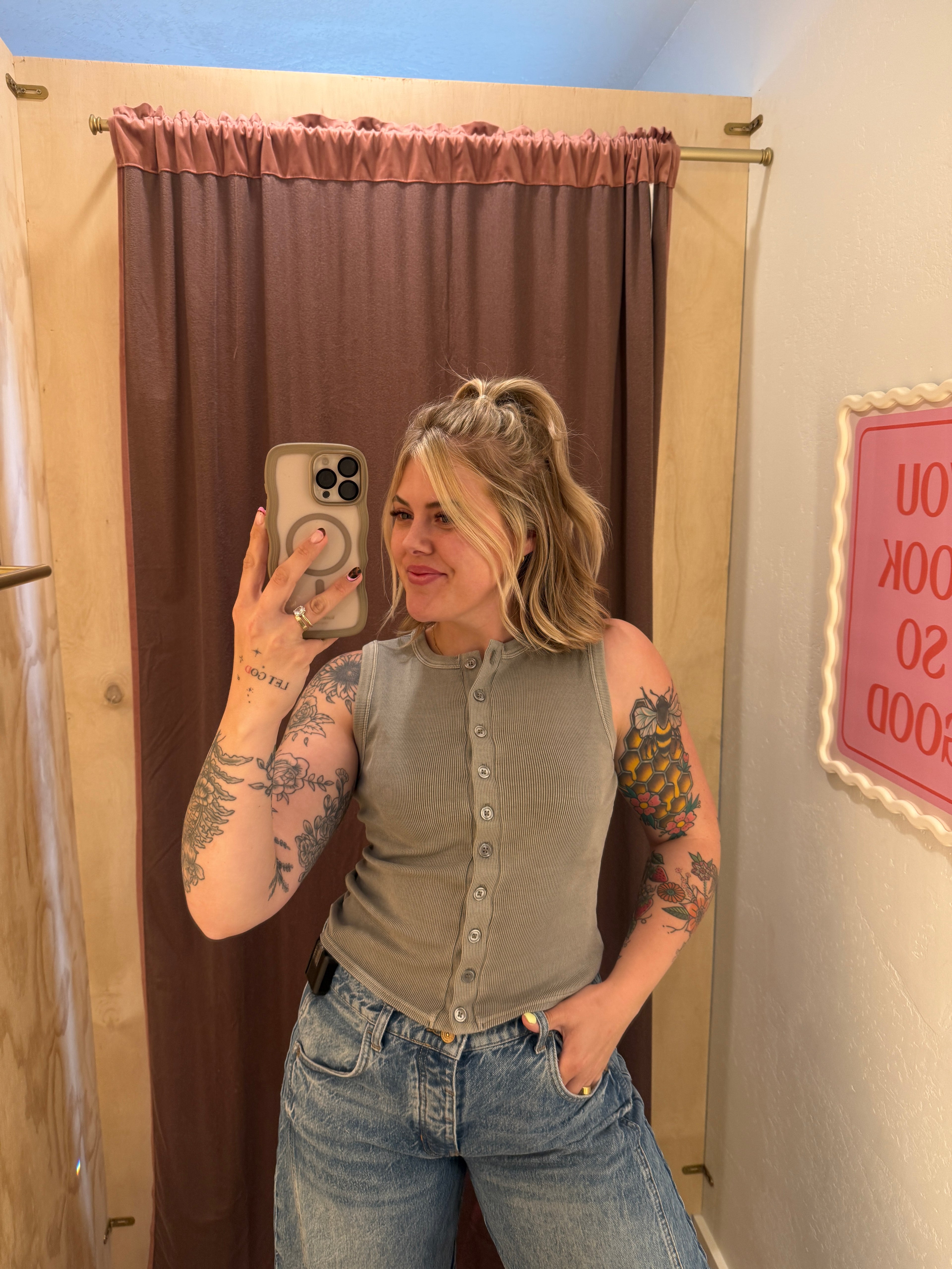 Button Down Ribbed Tanks (multiple colors)