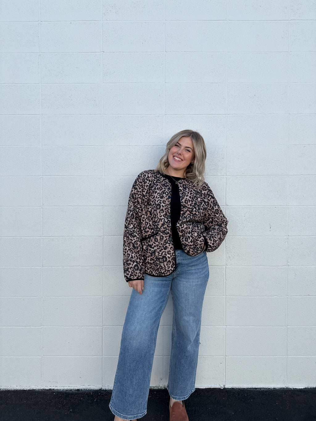 Leopard Quilted Button Down Jacket