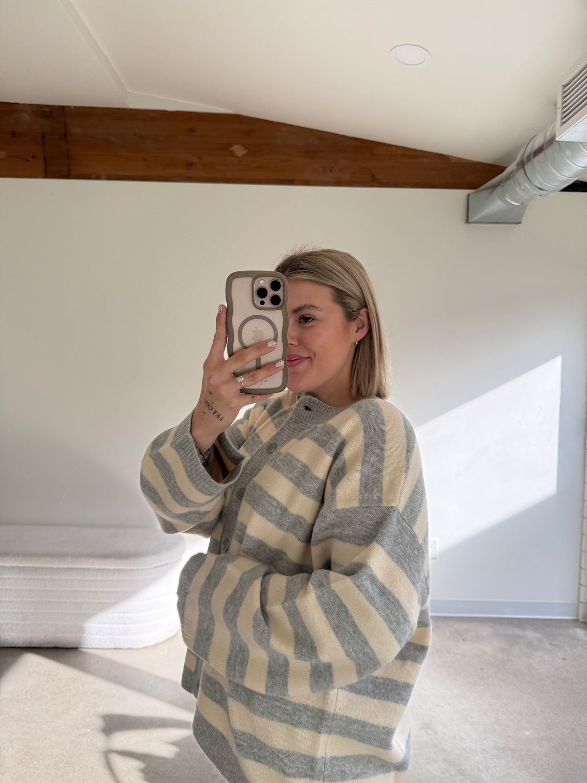 Striped Button Down Cardigan
