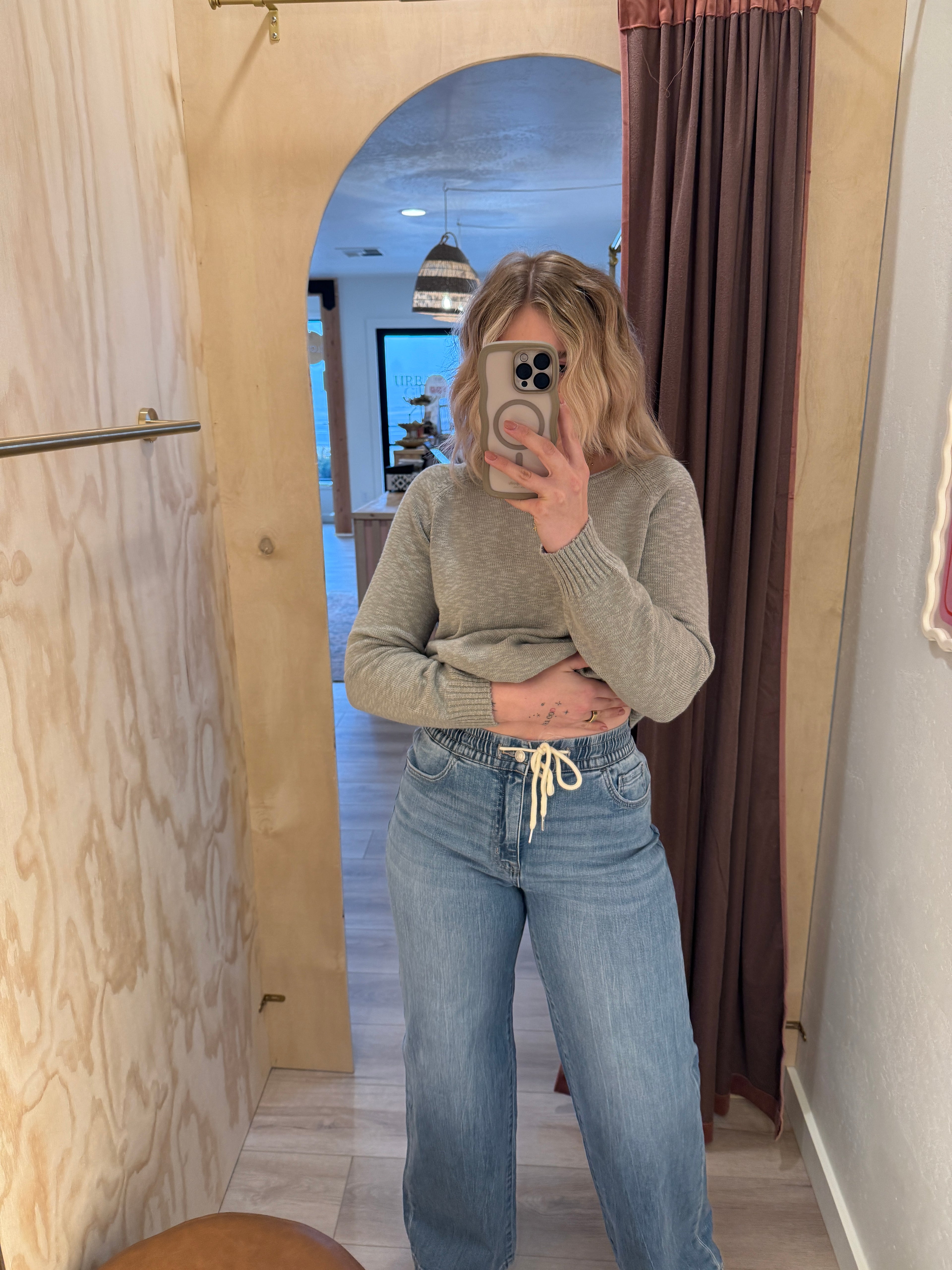 High Waisted Drawstring Wide Leg Jeans *RESTOCK*