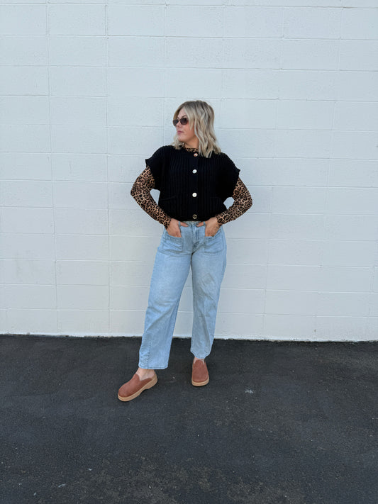 Leopard Mesh Layering Top