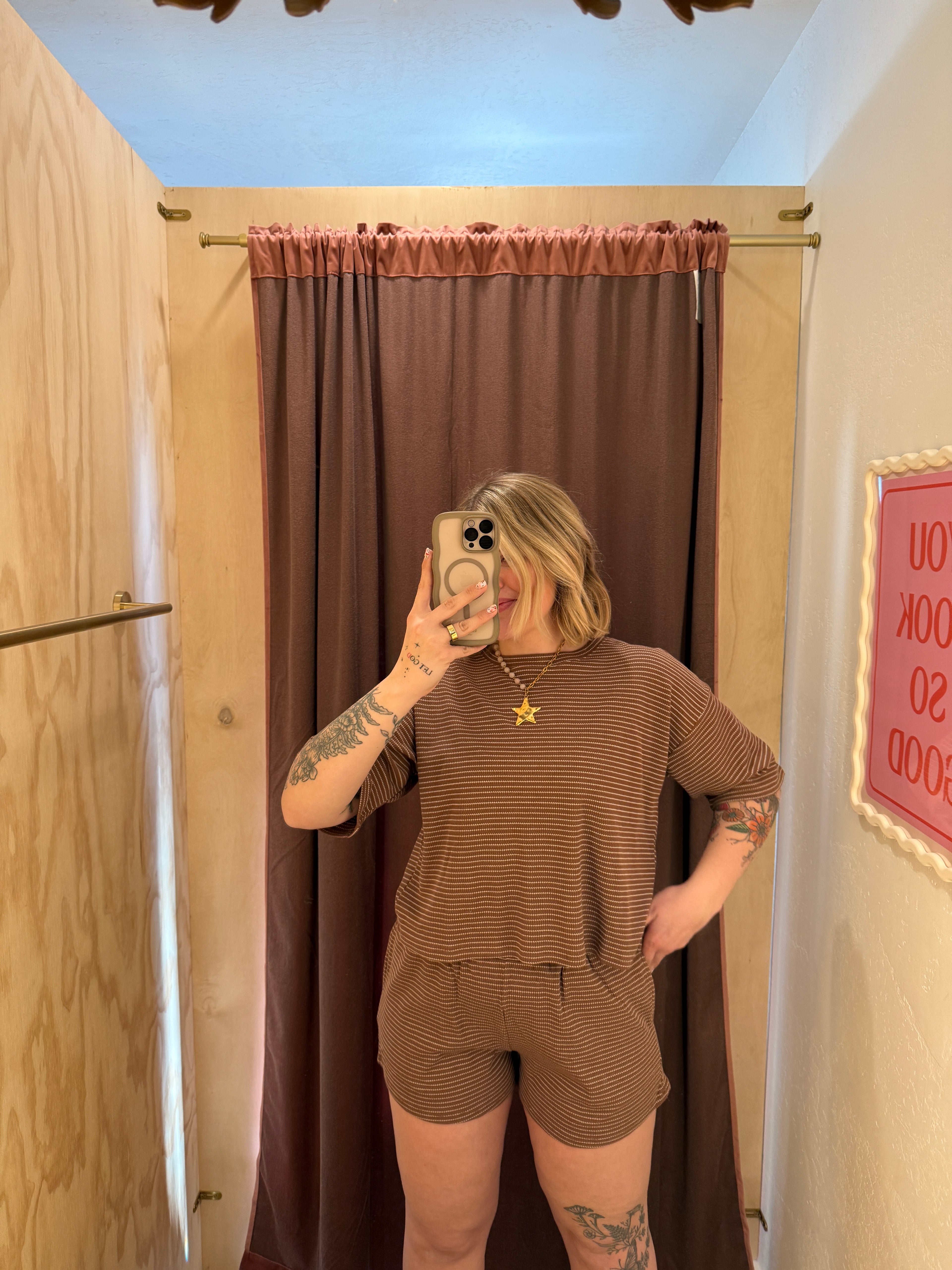 Striped Lounge Shorts & Top Set (multiple colors)