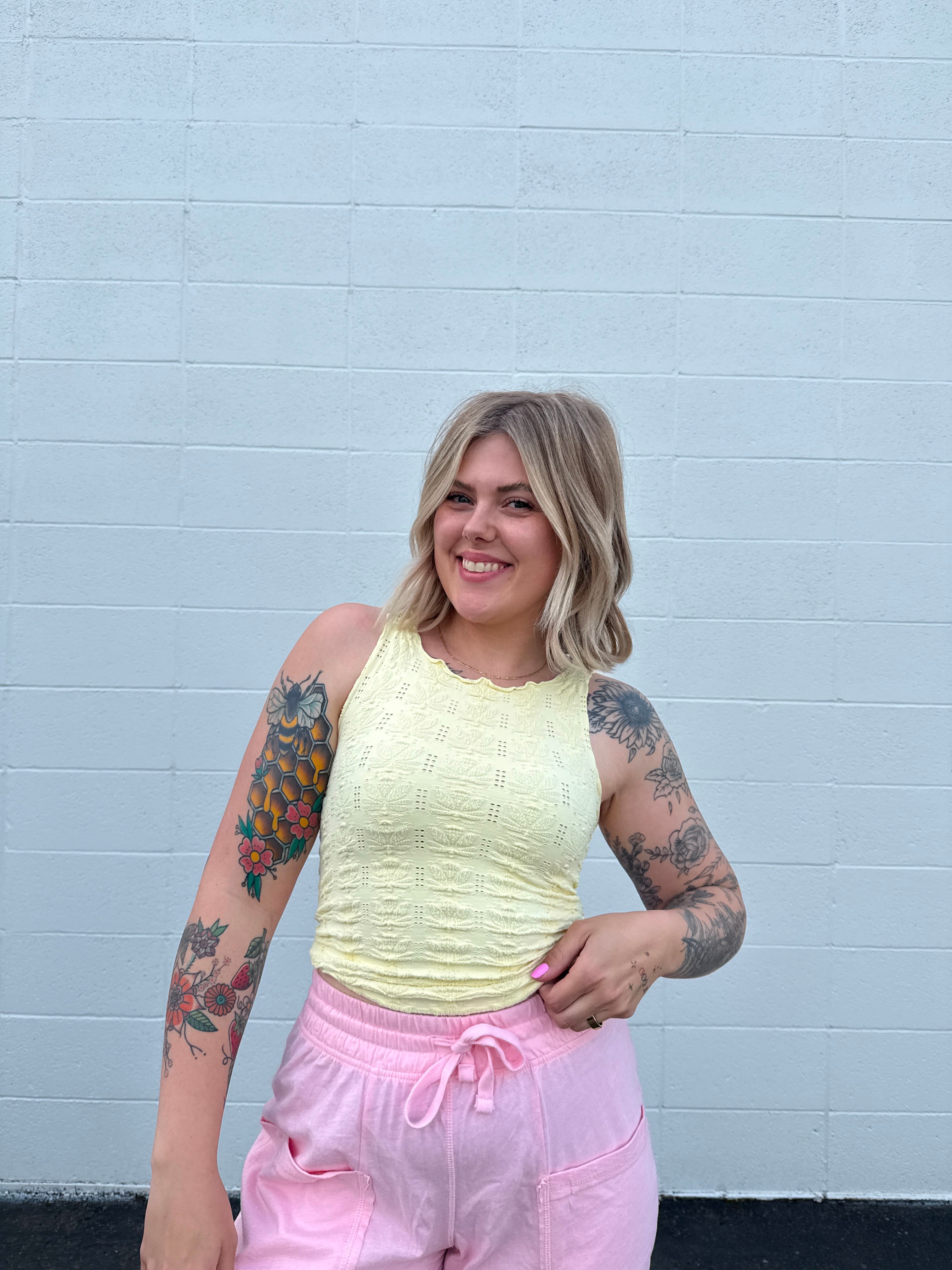 Ruffle Hem Textured Tanks (Multiple colors)