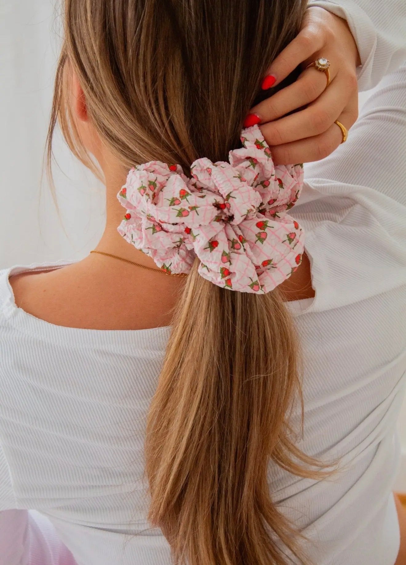 Strawberry Jumbo Scrunchie