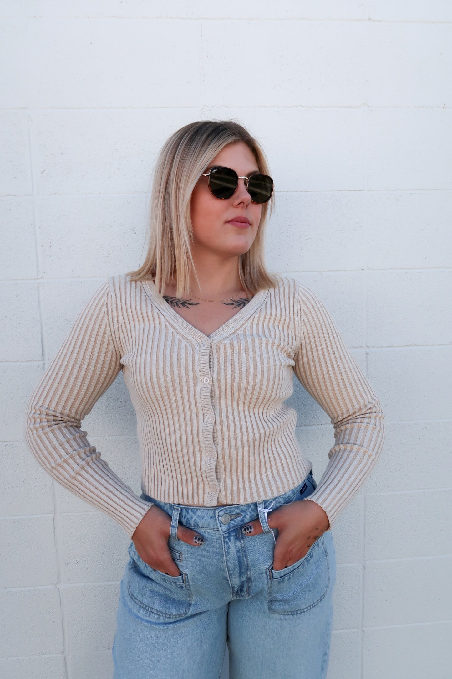 Ribbed Button up Cardigan