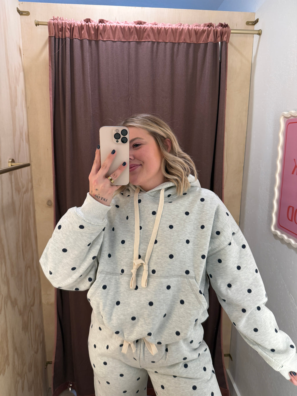 Polka Dottie Bubble Hem Hoodie
