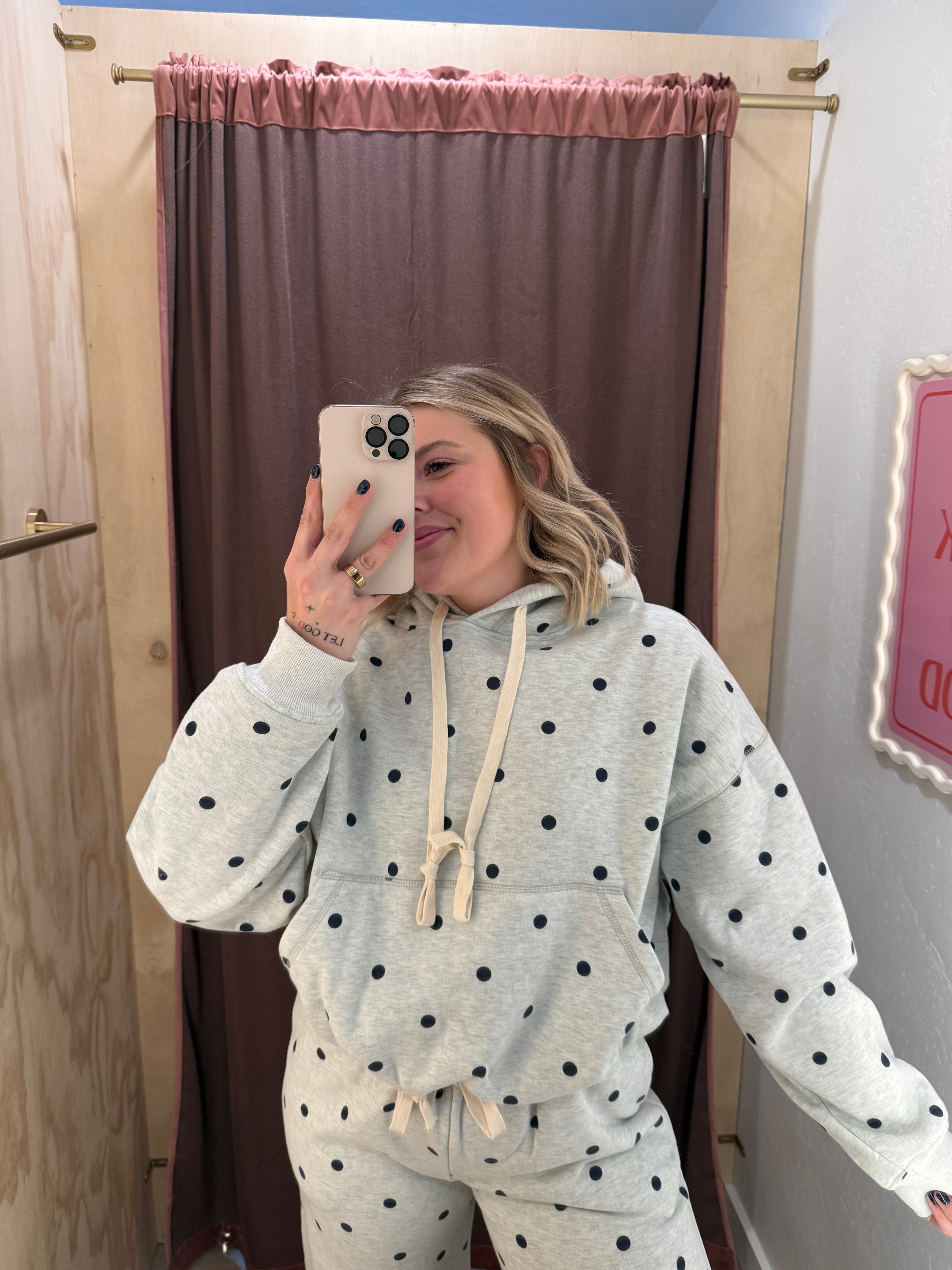 Polka Dottie Bubble Hem Hoodie