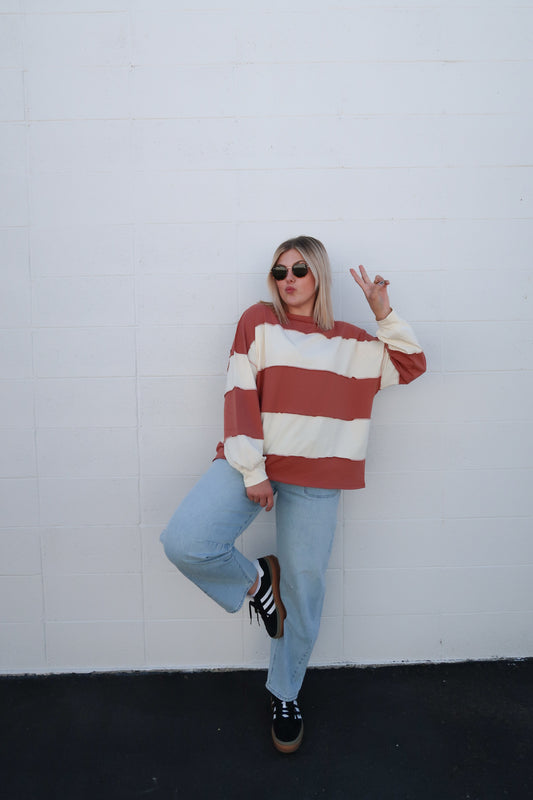 Slouchy Striped Pullover (Multiple colors)