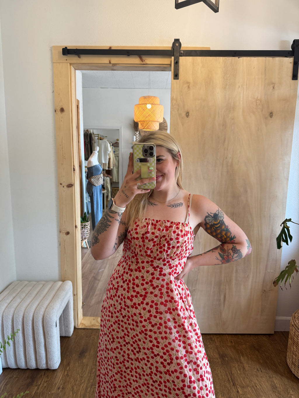 Spaghetti Strap Cherry Dress