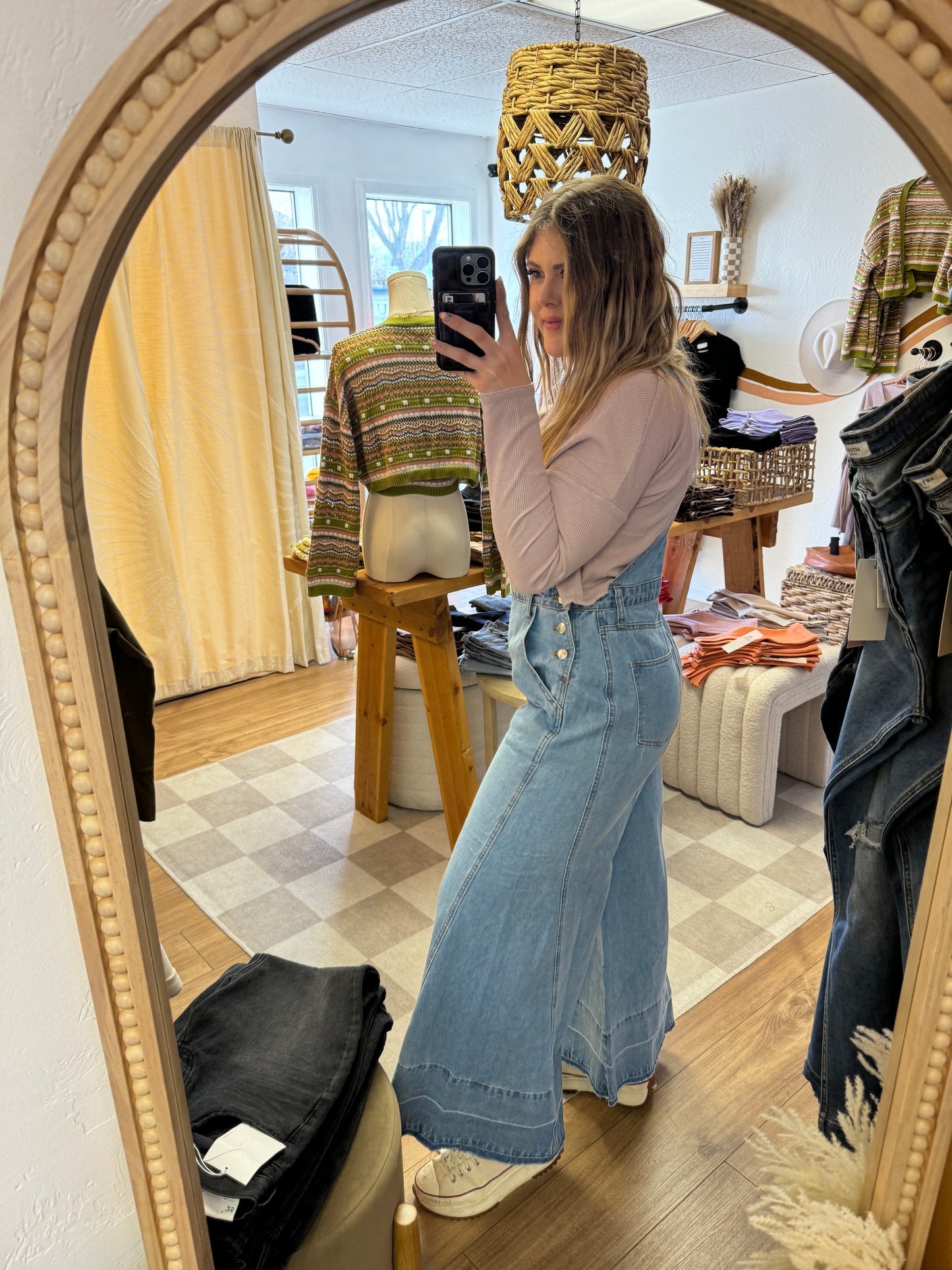 Wide Leg Denim Overalls