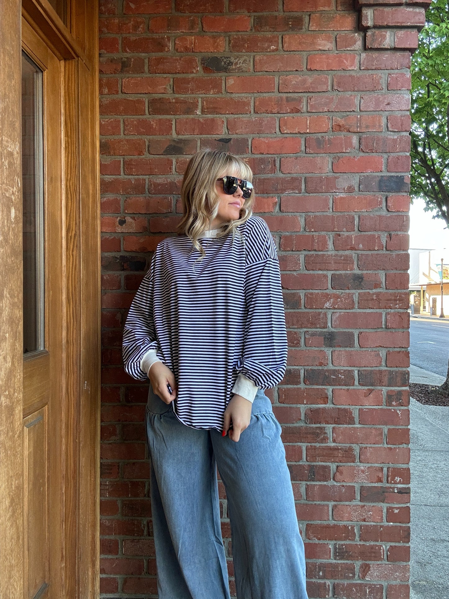 Errand Run Striped Crewneck (Multiple Colors)