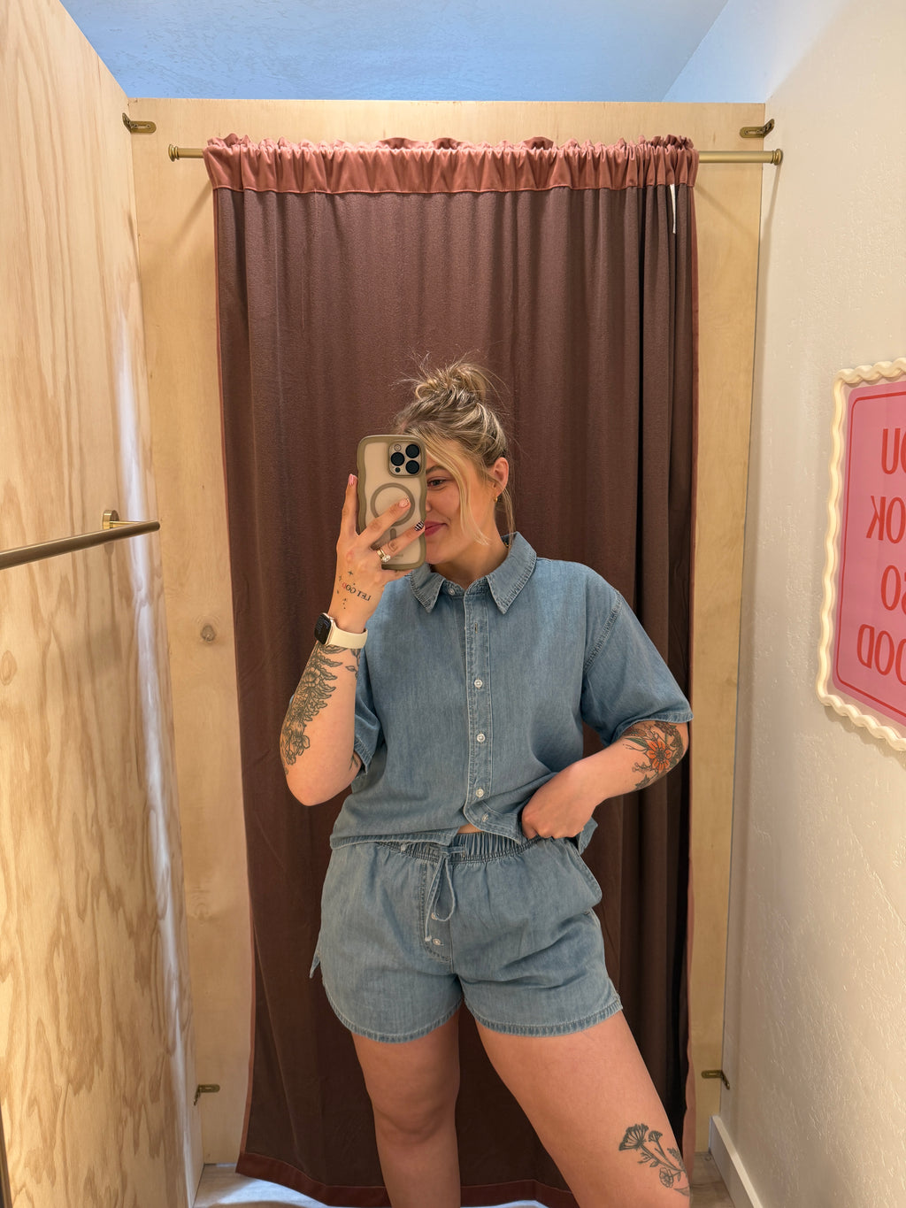 Drawstring Denim Shorts