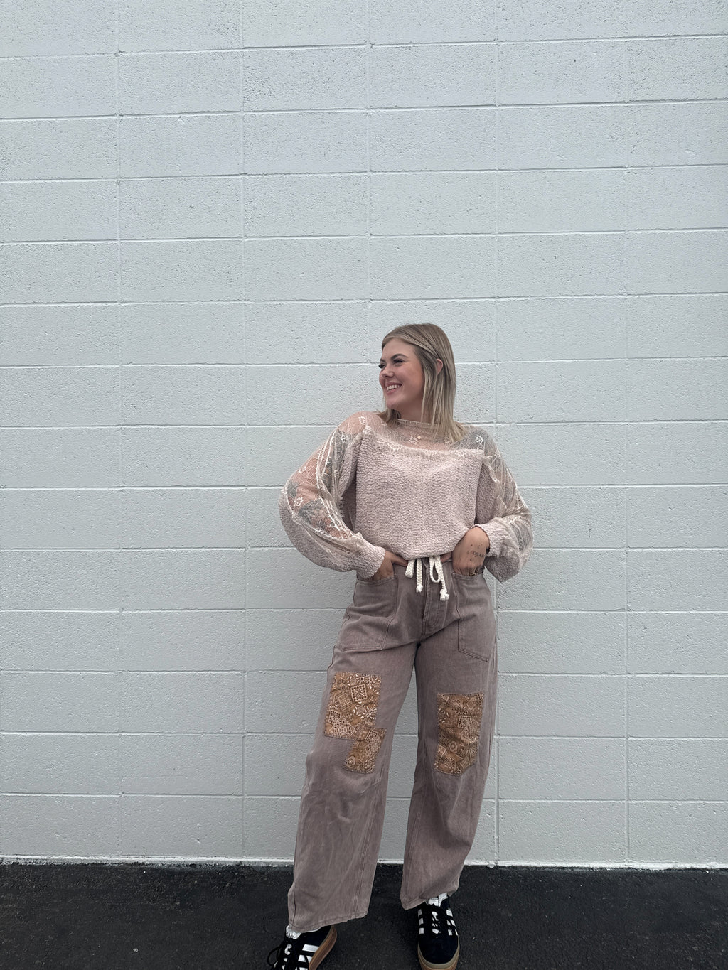 Lace Trimmed Knit Sweater