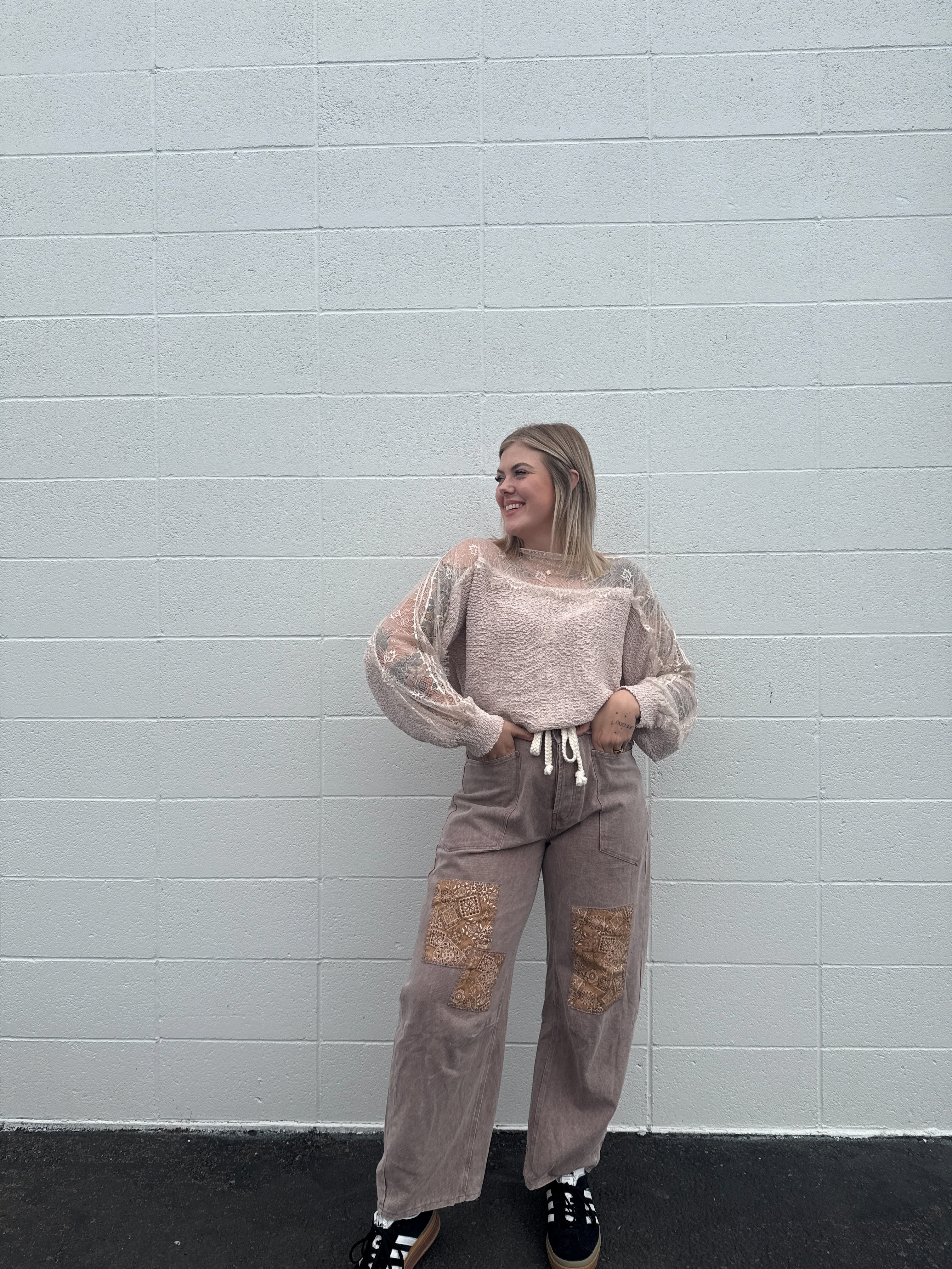 Lace Trimmed Knit Sweater