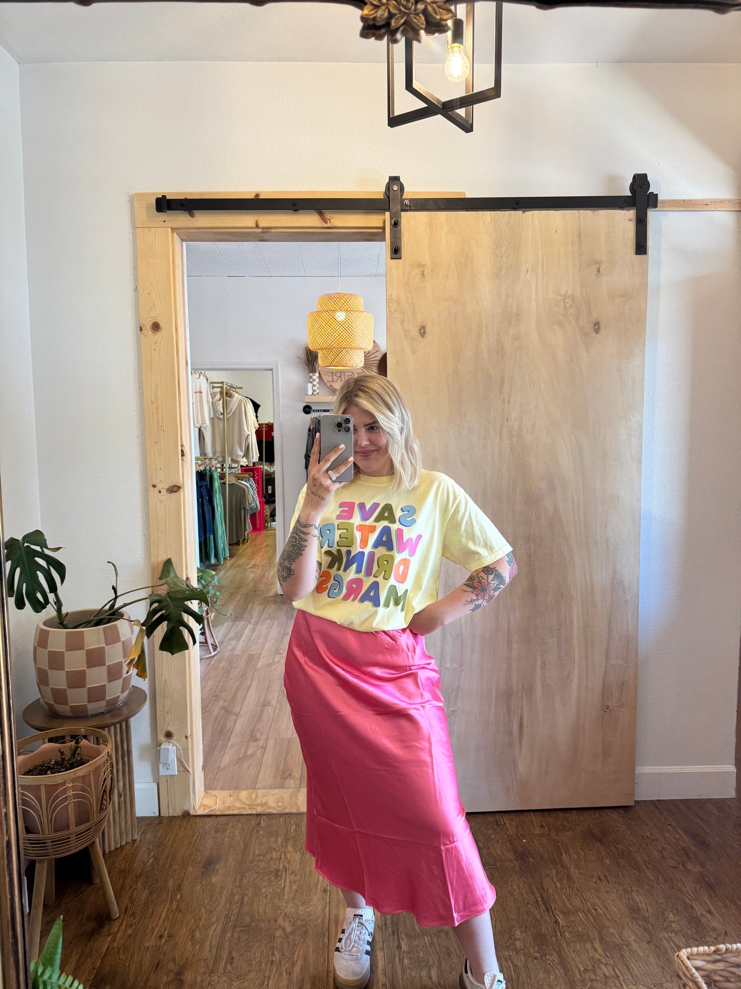 Taffy Pink Satin Skirt