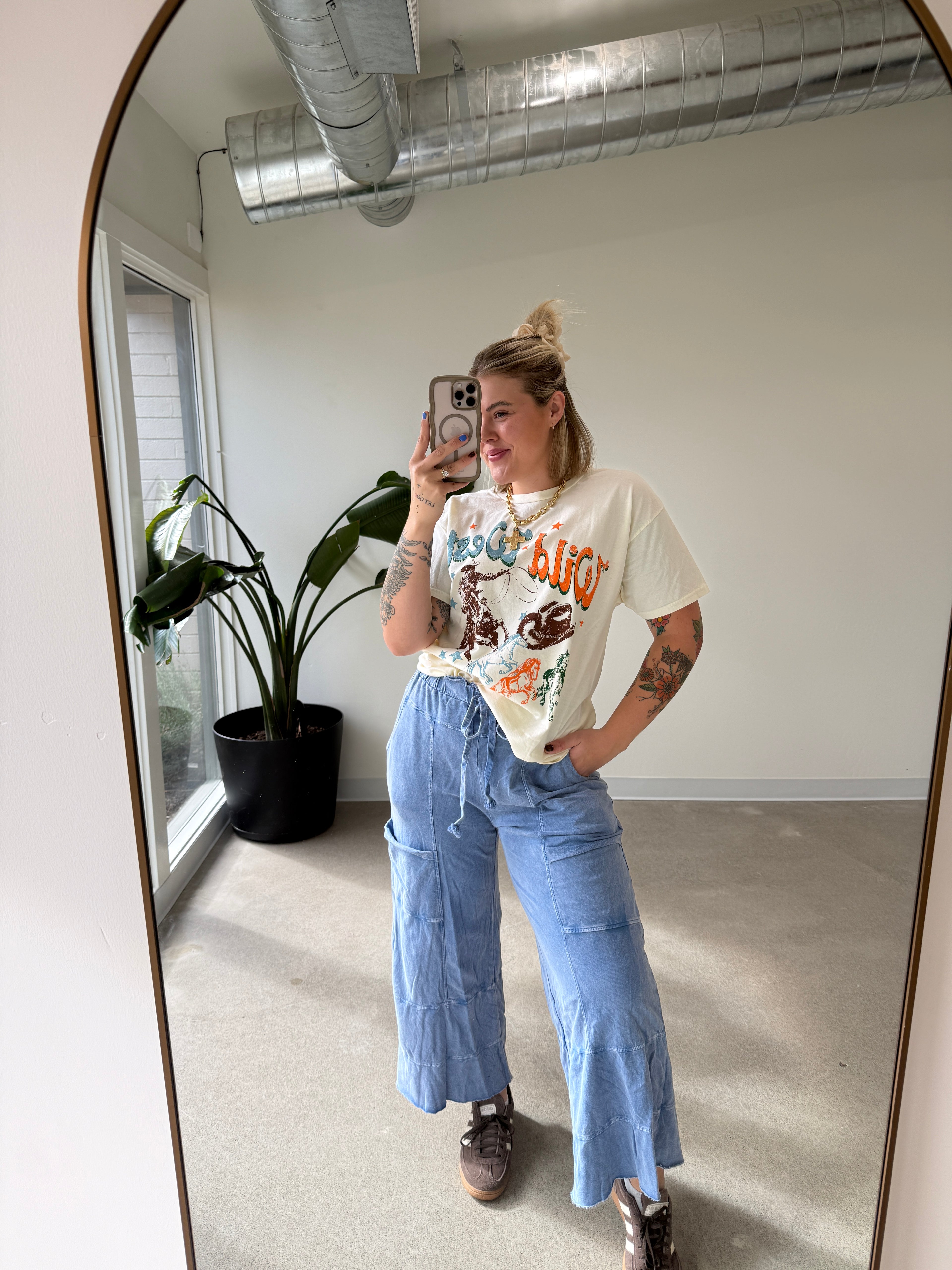 Mineral Wash Wide leg Cropped Pants (Multiple Colors)