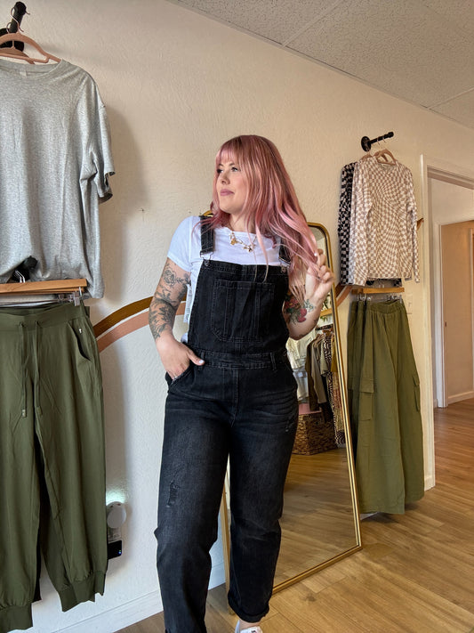 Black Straight Leg Overalls